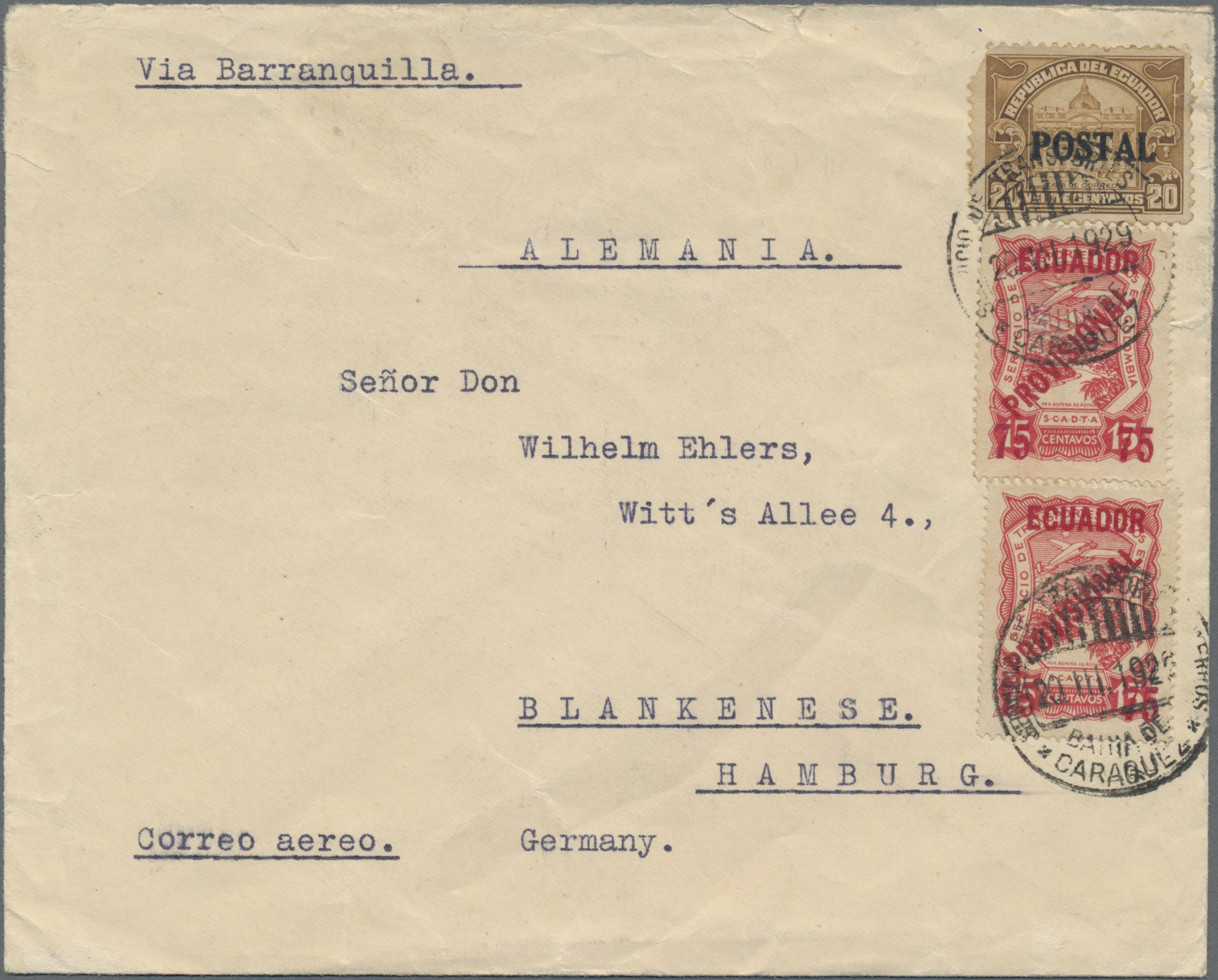Lot 03115 - SCADTA - Ausgaben für Ecuador - Auktionshaus Christoph Gärtner GmbH & Co. KG 55th AUCTION - Day 2 Lot 03115 - SCADTA - Ausgaben für Ecuador - Auktionshaus Christoph Gärtner GmbH & Co. KG 55th AUCTION - Day 2