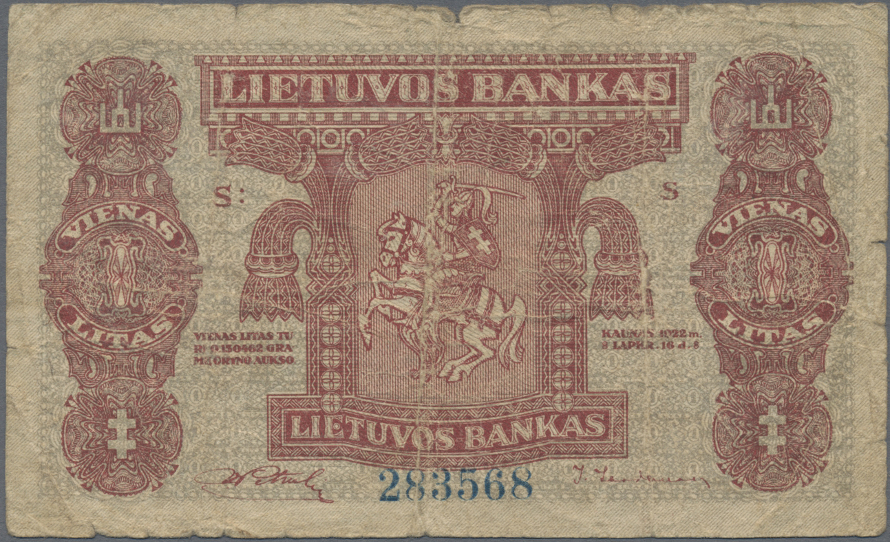 Lot 01469 - Lithuania / Litauen | Banknoten - Auktionshaus Christoph Gärtner GmbH & Co. KG 58th AUCTION - Day 1 Lot 01469 - Lithuania / Litauen | Banknoten - Auktionshaus Christoph Gärtner GmbH & Co. KG 58th AUCTION - Day 1