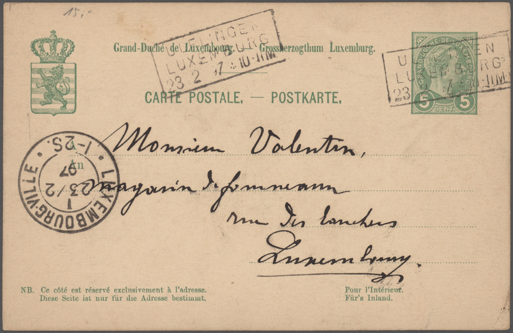 Lot 08807 - Luxemburg - Stempel  -  Auktionshaus Christoph Gärtner GmbH & Co. KG 57th AUCTION - Day 4