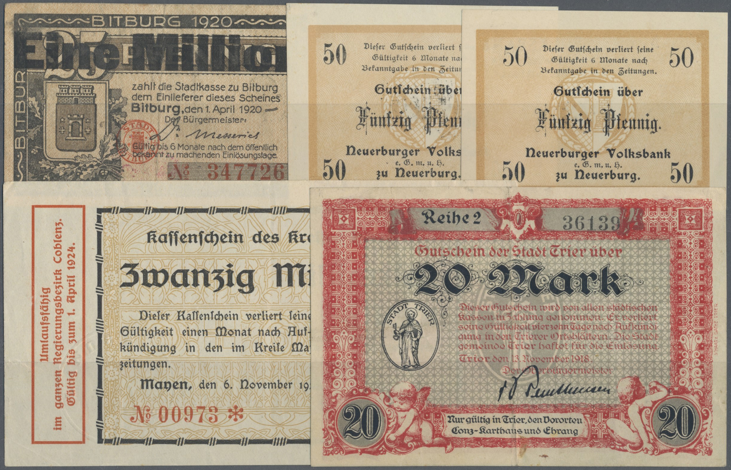 Lot 01876 - Deutschland - Notgeld - Rheinland | Banknoten - Auktionshaus Christoph Gärtner GmbH & Co. KG 58th AUCTION - Day 1 Lot 01876 - Deutschland - Notgeld - Rheinland | Banknoten - Auktionshaus Christoph Gärtner GmbH & Co. KG 58th AUCTION - Day 1