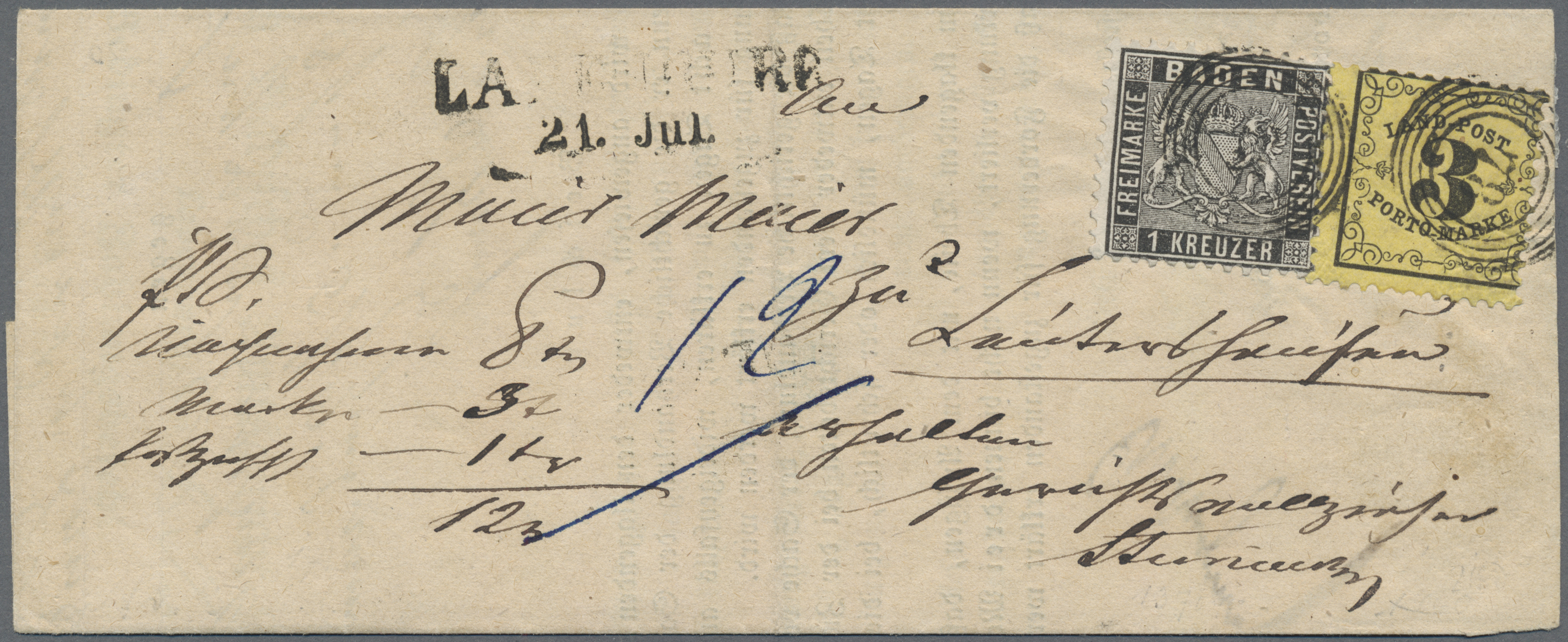 Lot 00112 - Baden - Landpostmarken - Auktionshaus Christoph Gärtner GmbH & Co. KG Intenational Rarities and contains lots from the collection of Peter Zgonc Lot 00112 - Baden - Landpostmarken - Auktionshaus Christoph Gärtner GmbH & Co. KG Intenational Rarities and contains lots from the collection of Peter Zgonc