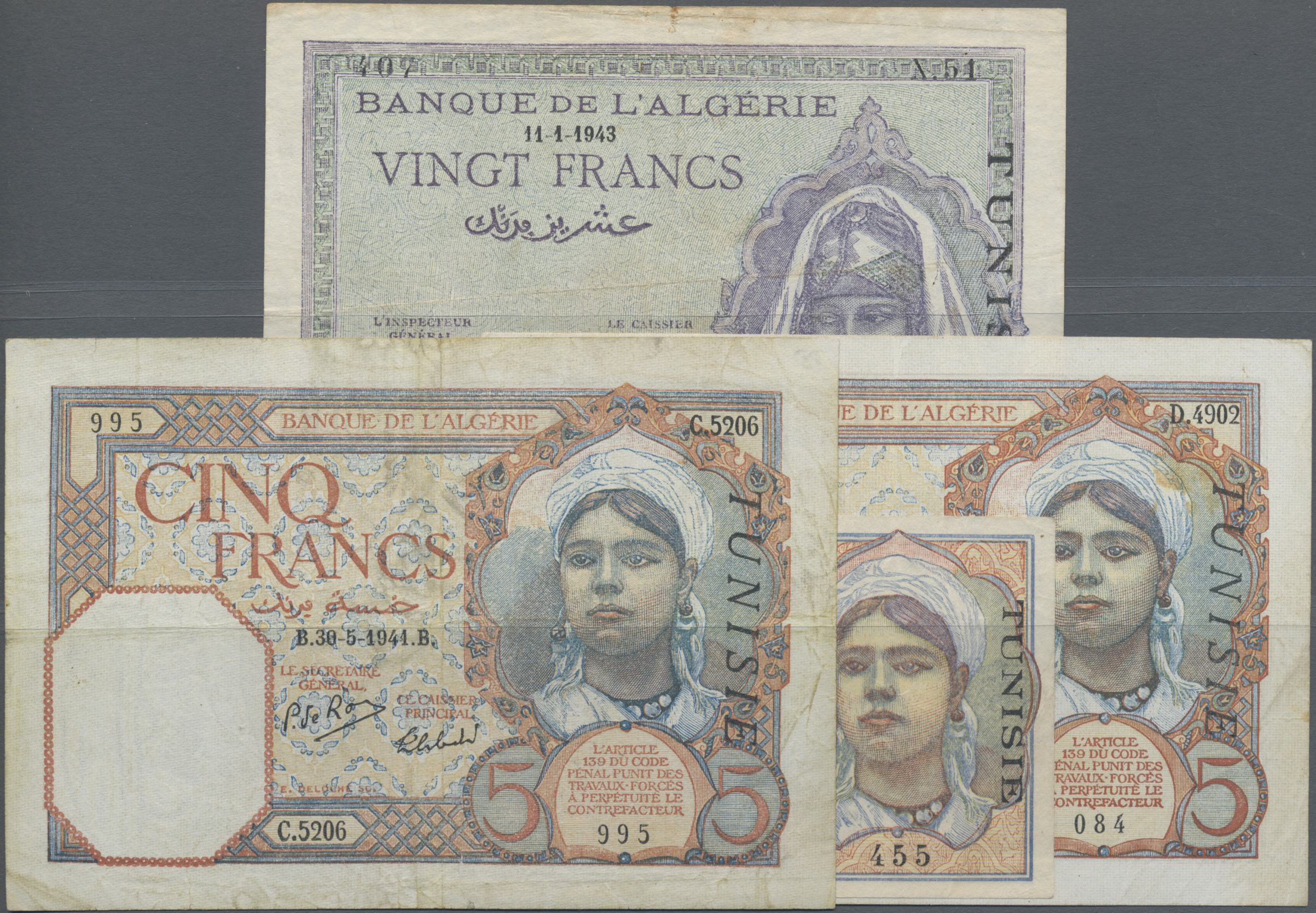 Lot 02690 - Tunisia / Tunisien | Banknoten - Auktionshaus Christoph Gärtner GmbH & Co. KG Sale #45 Banknotes Worldwide Lot 02690 - Tunisia / Tunisien | Banknoten - Auktionshaus Christoph Gärtner GmbH & Co. KG Sale #45 Banknotes Worldwide