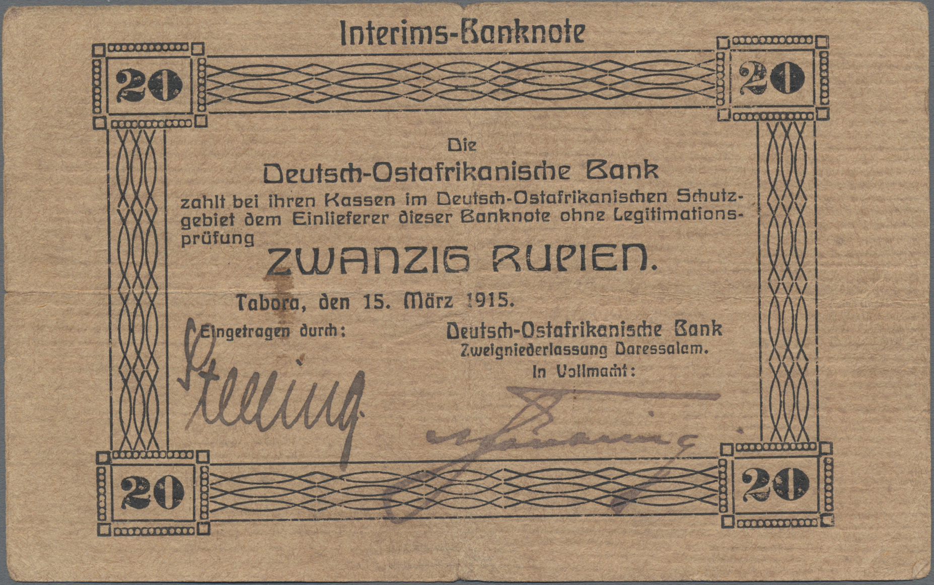 Lot 14583 - Deutschland - Kolonien | Banknoten - Auktionshaus Christoph Gärtner GmbH & Co. KG 53rd AUCTION - Day 6 Coins/Banknotes Lot 14583 - Deutschland - Kolonien | Banknoten - Auktionshaus Christoph Gärtner GmbH & Co. KG 53rd AUCTION - Day 6 Coins/Banknotes