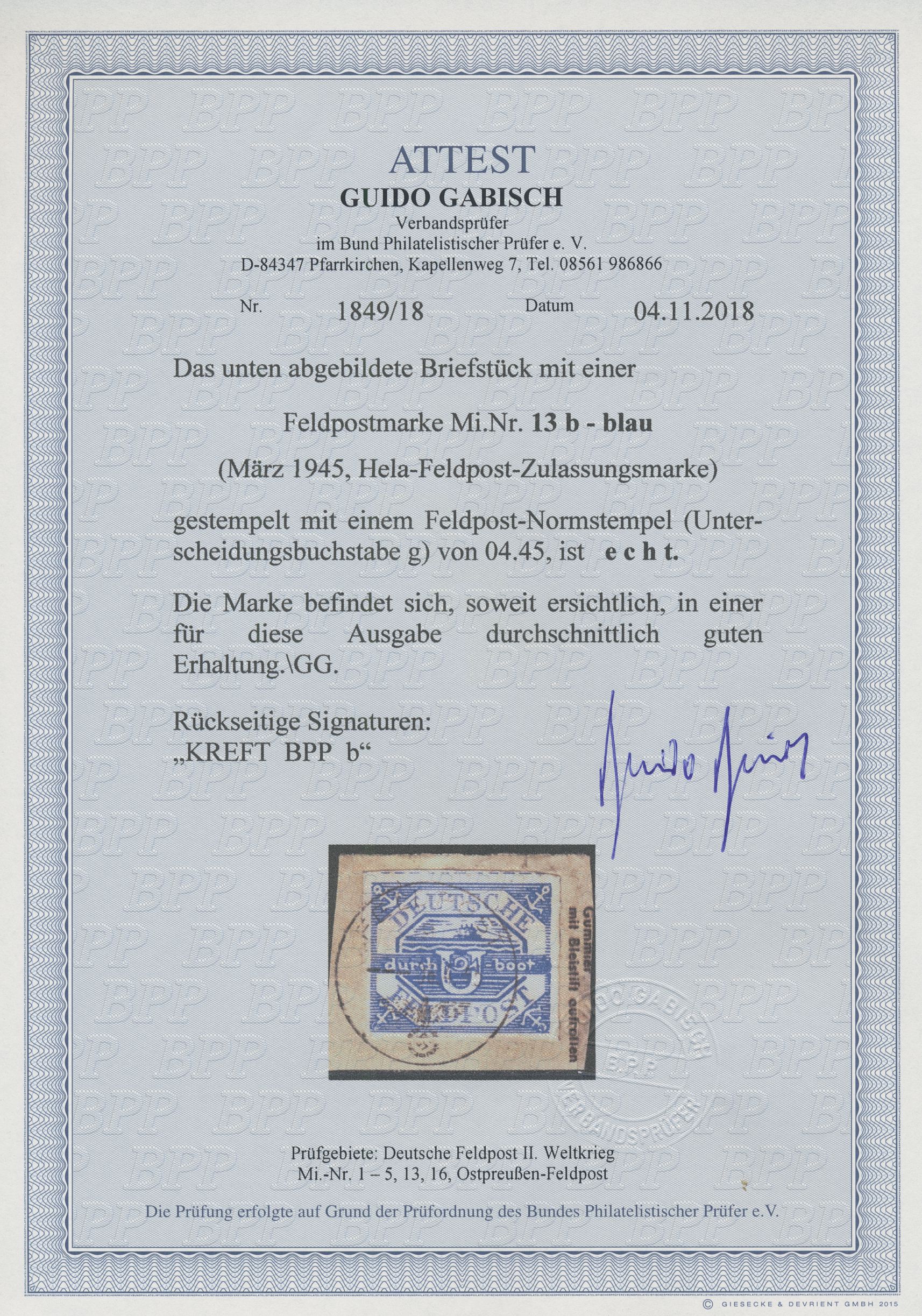 Lot 1830 - feldpostmarken  -   Auction #211