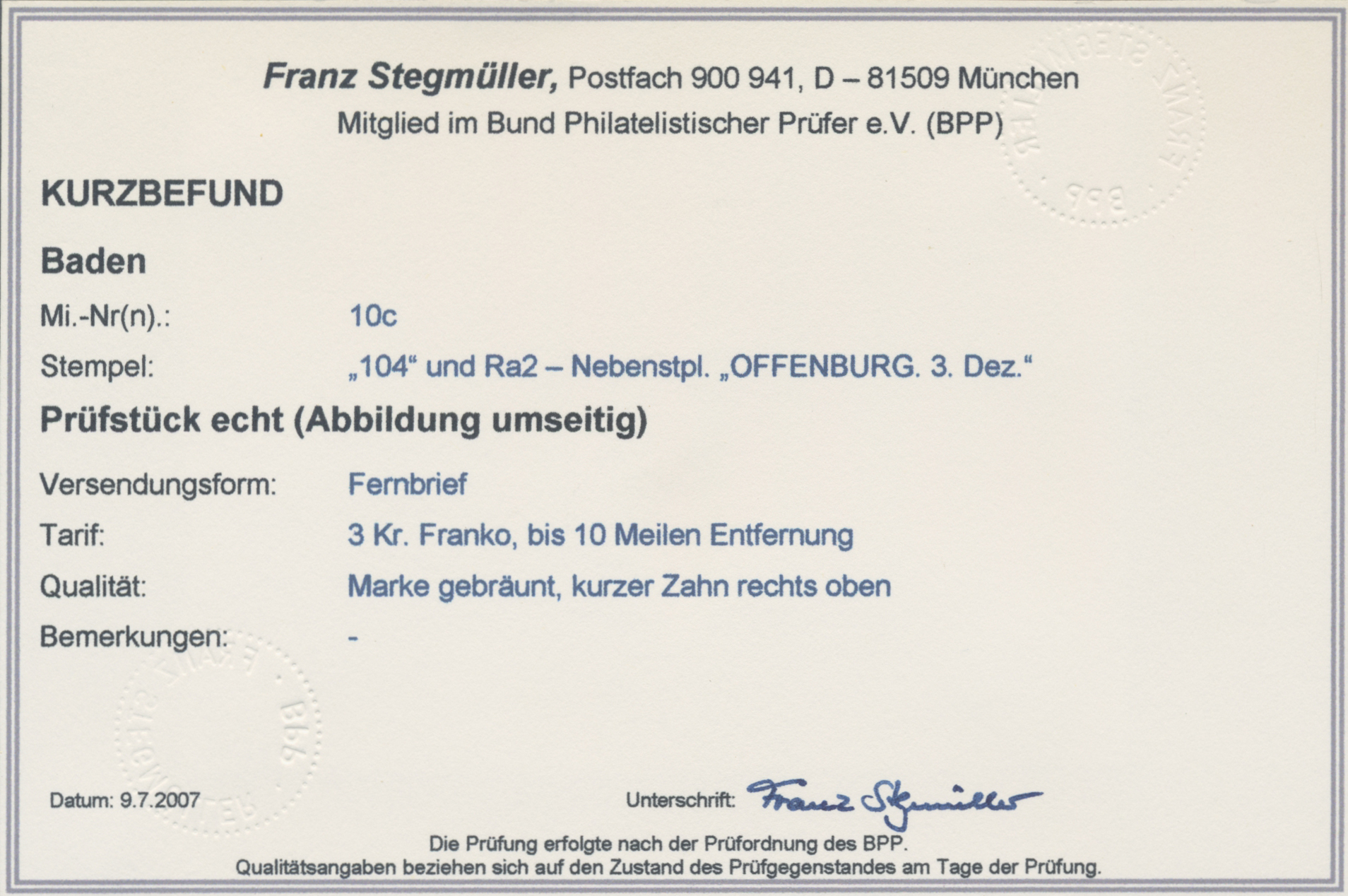 Lot 10655 - Baden - Marken und Briefe  -  Auktionshaus Christoph Gärtner GmbH & Co. KG 56th AUCTION - Day 5