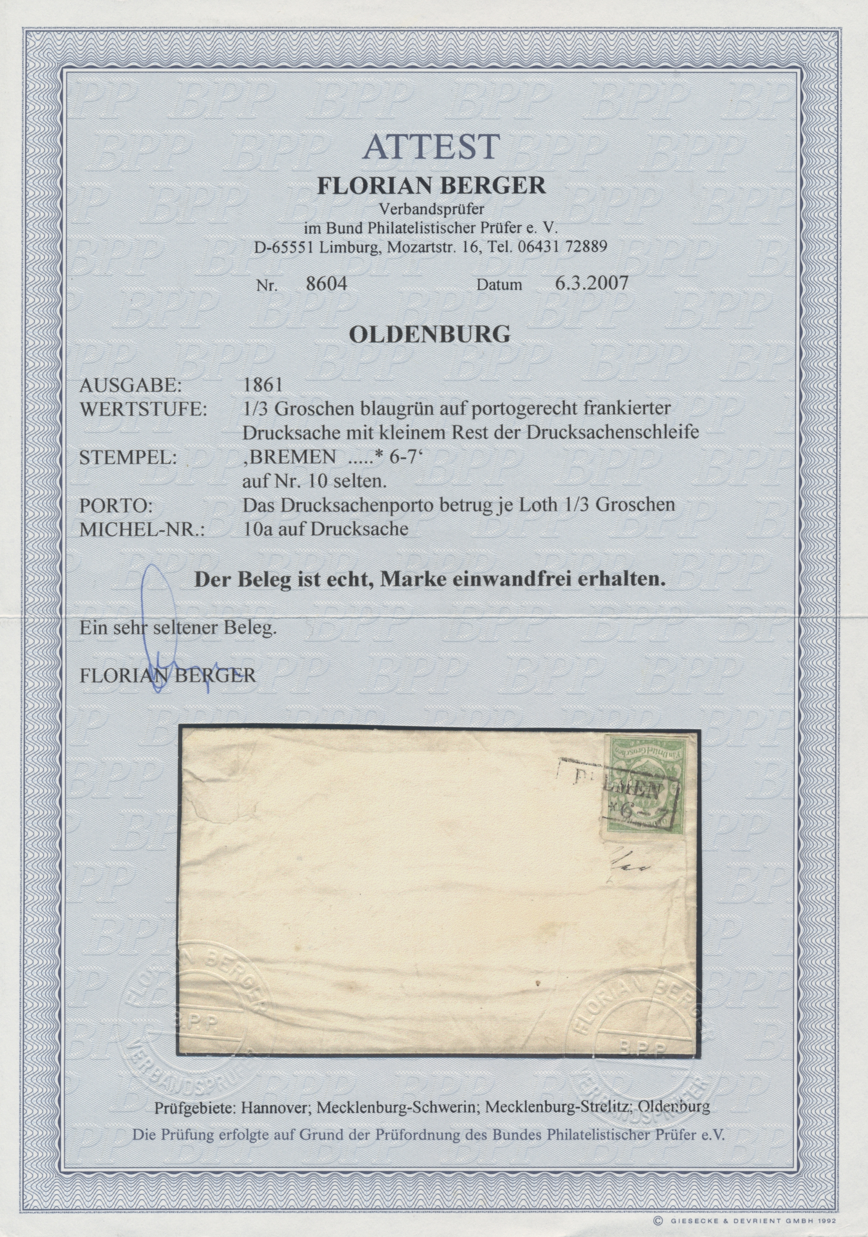 Lot 05105 - Oldenburg - Marken und Briefe  -  Auktionshaus Christoph Gärtner GmbH & Co. KG 55th AUCTION - Day 3