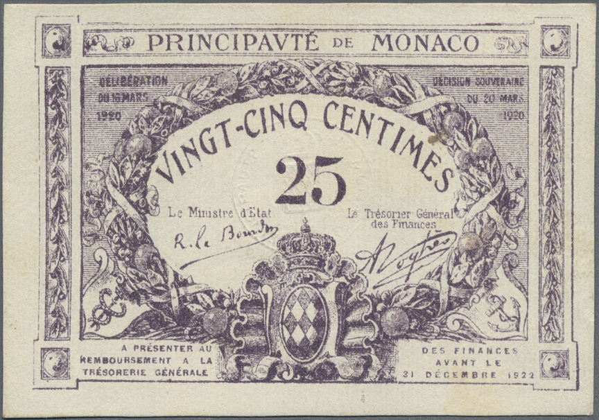 Lot 01532 - Monaco | Banknoten  -  Auktionshaus Christoph Gärtner GmbH & Co. KG 58th AUCTION - Day 1
