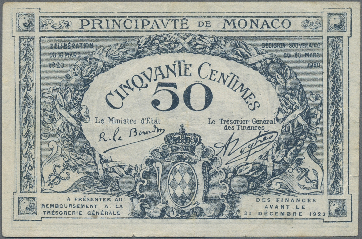 Lot 01533 - Monaco | Banknoten  -  Auktionshaus Christoph Gärtner GmbH & Co. KG 58th AUCTION - Day 1