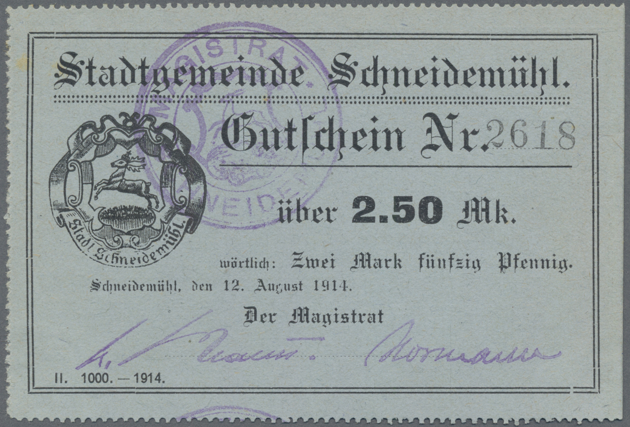 Lot 01908 - Deutschland - Notgeld - Ehemalige Ostgebiete | Banknoten - Auktionshaus Christoph Gärtner GmbH & Co. KG 58th AUCTION - Day 1 Lot 01908 - Deutschland - Notgeld - Ehemalige Ostgebiete | Banknoten - Auktionshaus Christoph Gärtner GmbH & Co. KG 58th AUCTION - Day 1