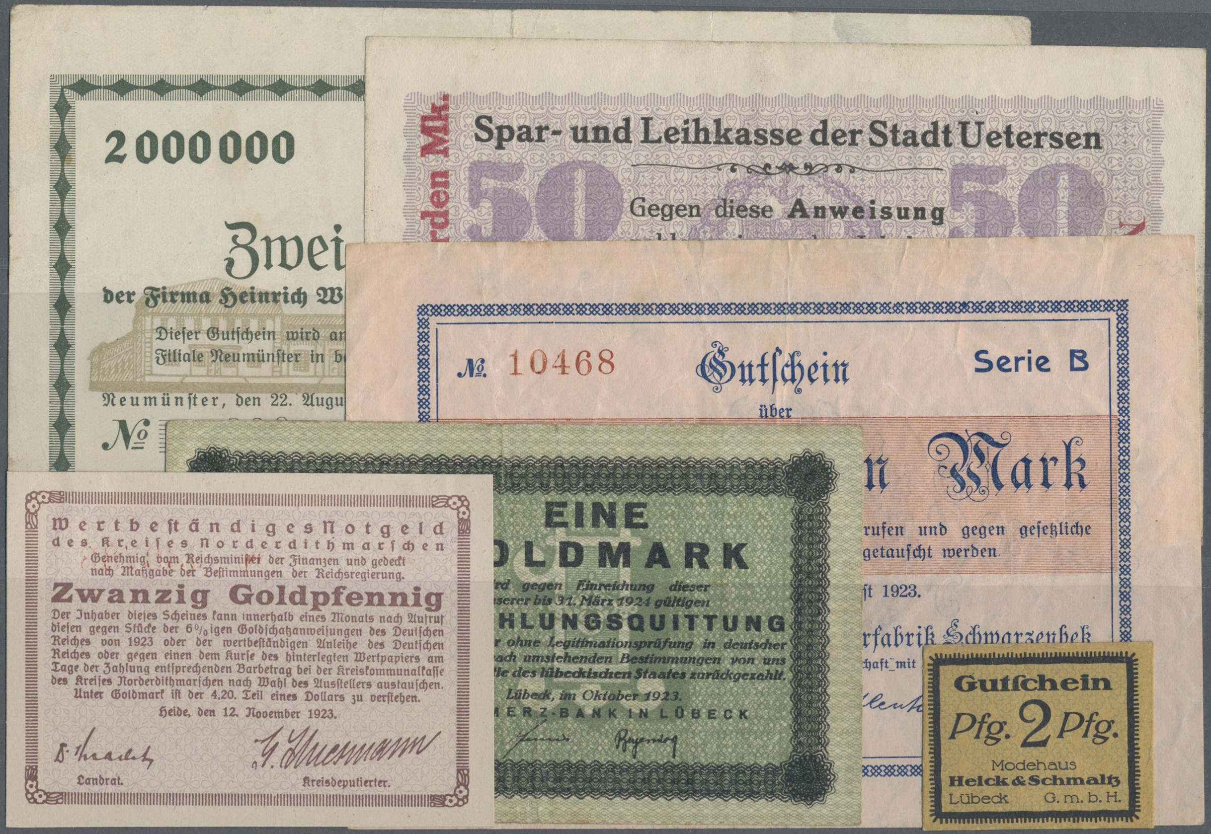 Lot 01888 - Deutschland - Notgeld - Schleswig-Holstein | Banknoten - Auktionshaus Christoph Gärtner GmbH & Co. KG 58th AUCTION - Day 1 Lot 01888 - Deutschland - Notgeld - Schleswig-Holstein | Banknoten - Auktionshaus Christoph Gärtner GmbH & Co. KG 58th AUCTION - Day 1