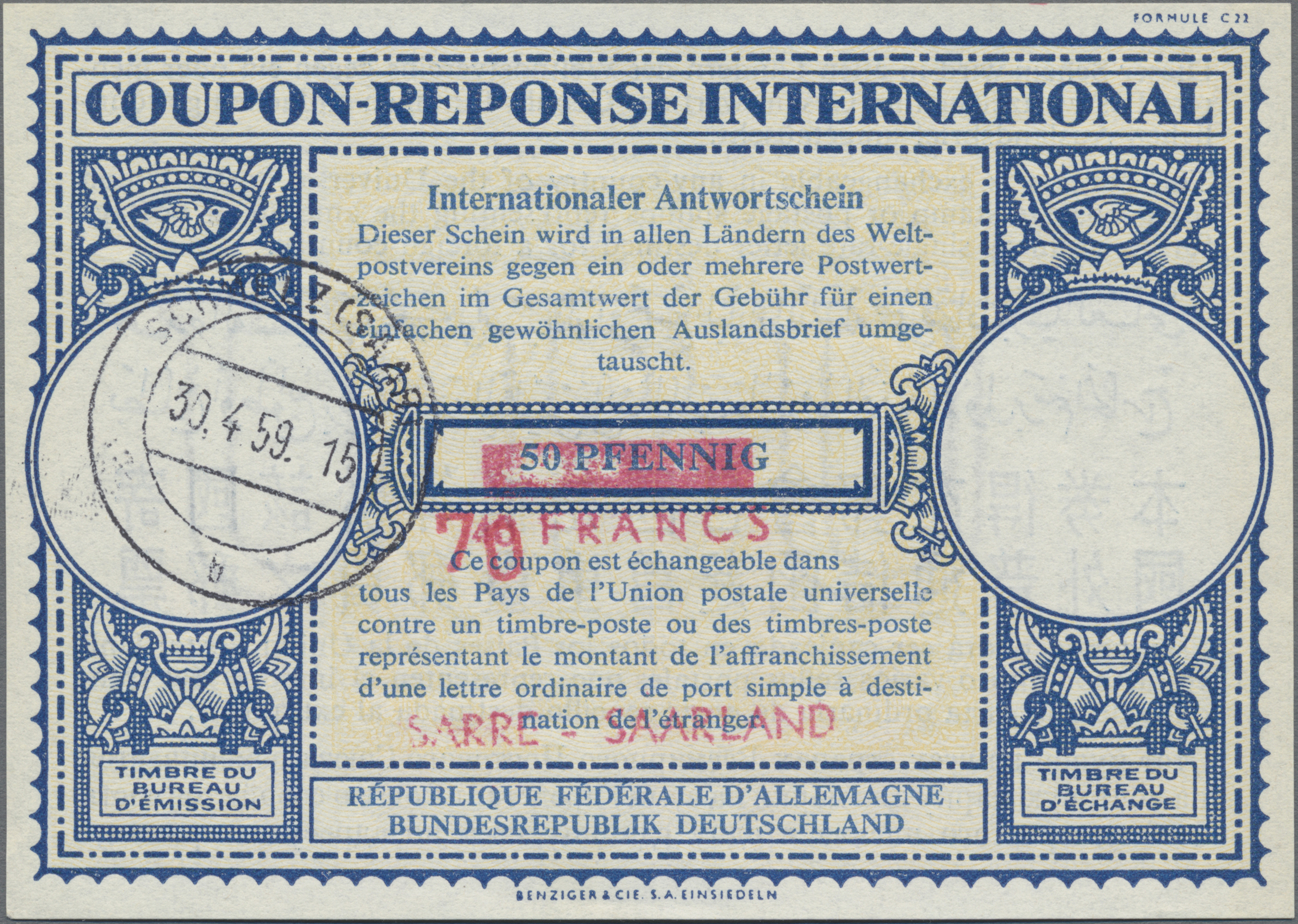 Lot 06542 - Saarland (1947/56) - Ganzsachen - Auktionshaus Christoph Gärtner GmbH & Co. KG 58th AUCTION - Day 2 Lot 06542 - Saarland (1947/56) - Ganzsachen - Auktionshaus Christoph Gärtner GmbH & Co. KG 58th AUCTION - Day 2