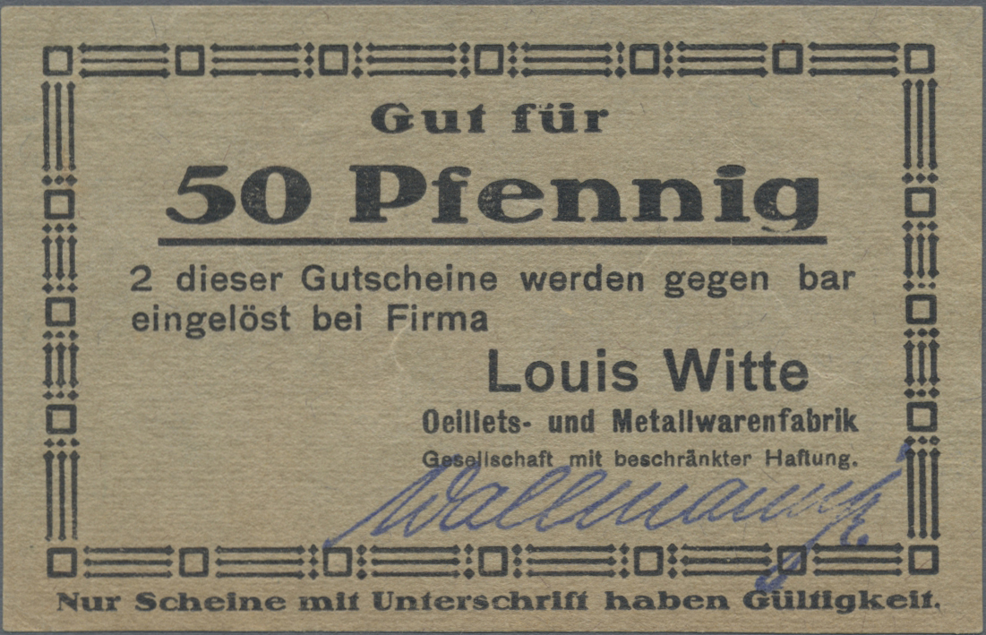 Lot 00735 - Deutschland - Notgeld - Rheinland | Banknoten  -  Auktionshaus Christoph Gärtner GmbH & Co. KG 56th AUCTION - Day 1