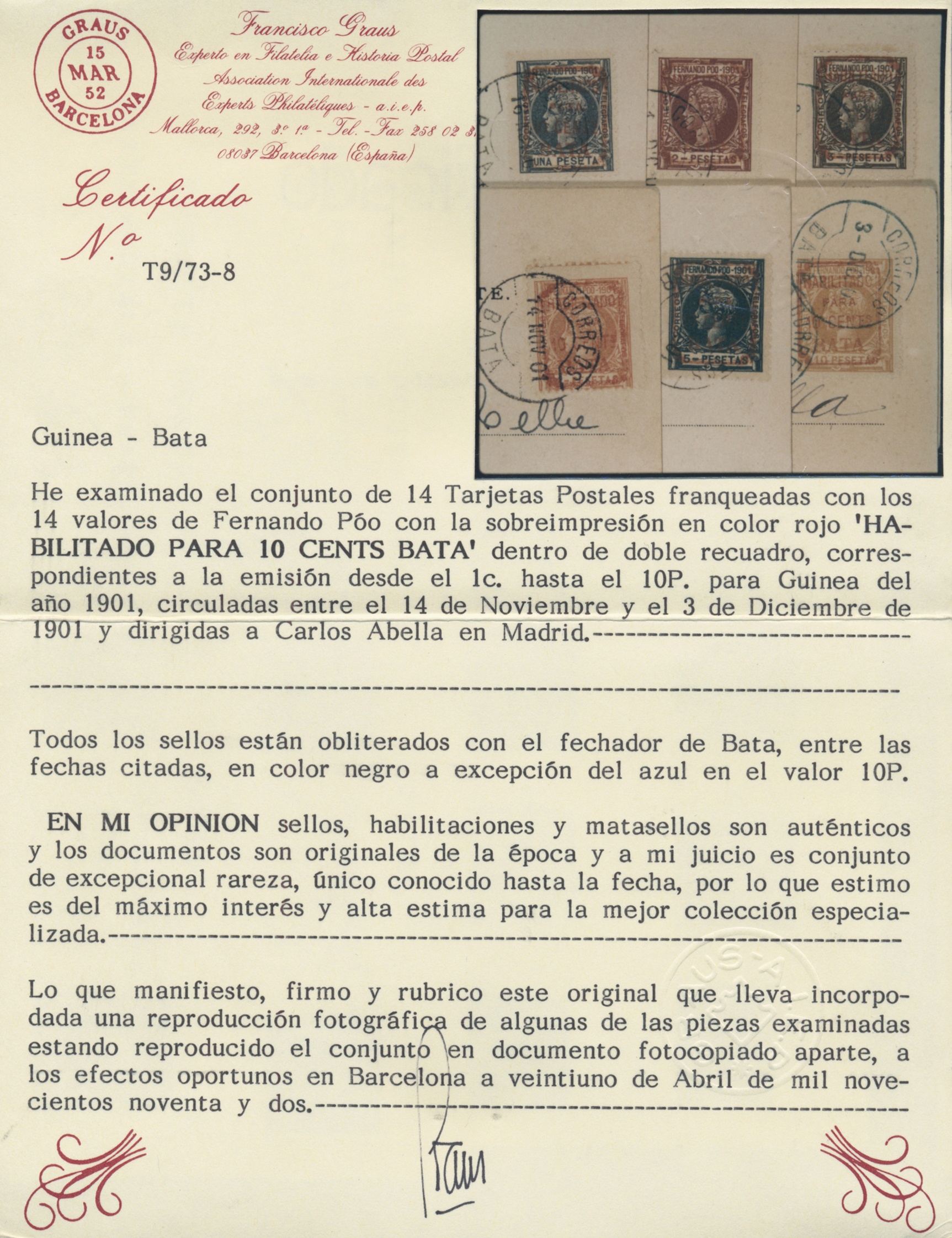 Stamp Auction Spanisch Guinea Auction 41 Special Auction Part One Lot 493