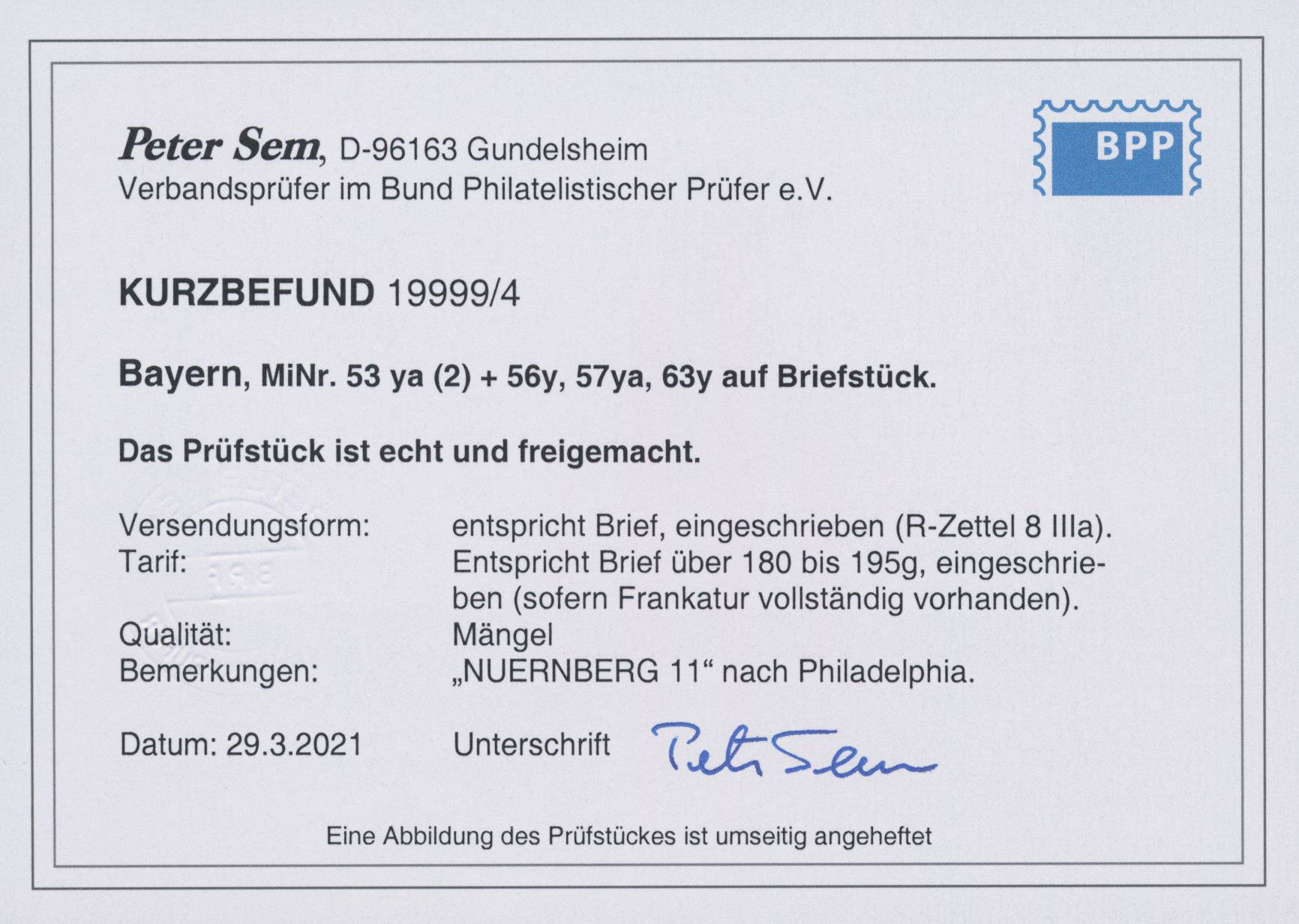 Lot 02777 - Bayern - Marken und Briefe  -  Auktionshaus Christoph Gärtner GmbH & Co. KG 53rd AUCTION - Day 3 Germany