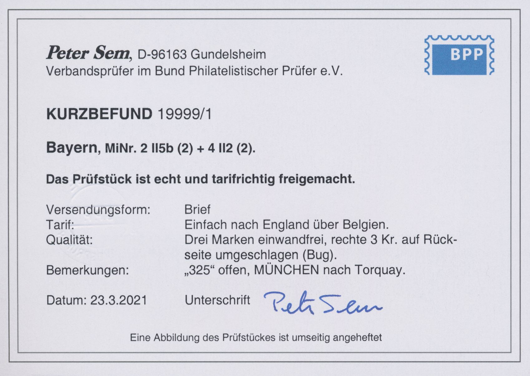 Lot 02733 - Bayern - Marken und Briefe  -  Auktionshaus Christoph Gärtner GmbH & Co. KG 53rd AUCTION - Day 3 Germany