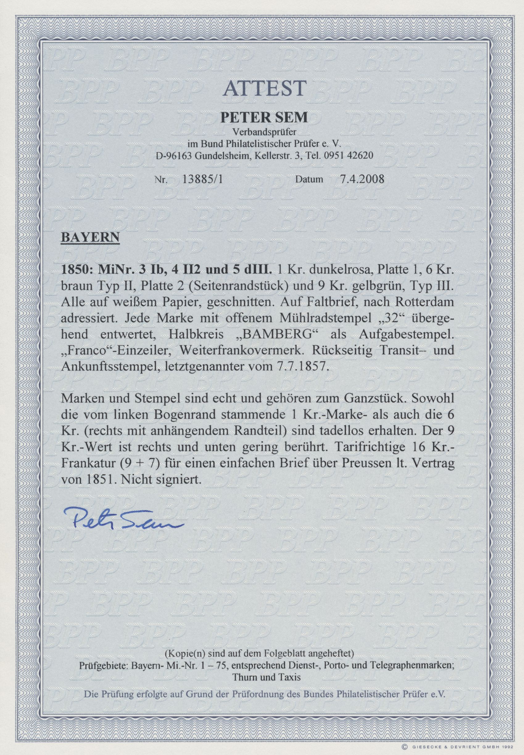 Lot 02737 - Bayern - Marken und Briefe  -  Auktionshaus Christoph Gärtner GmbH & Co. KG 53rd AUCTION - Day 3 Germany