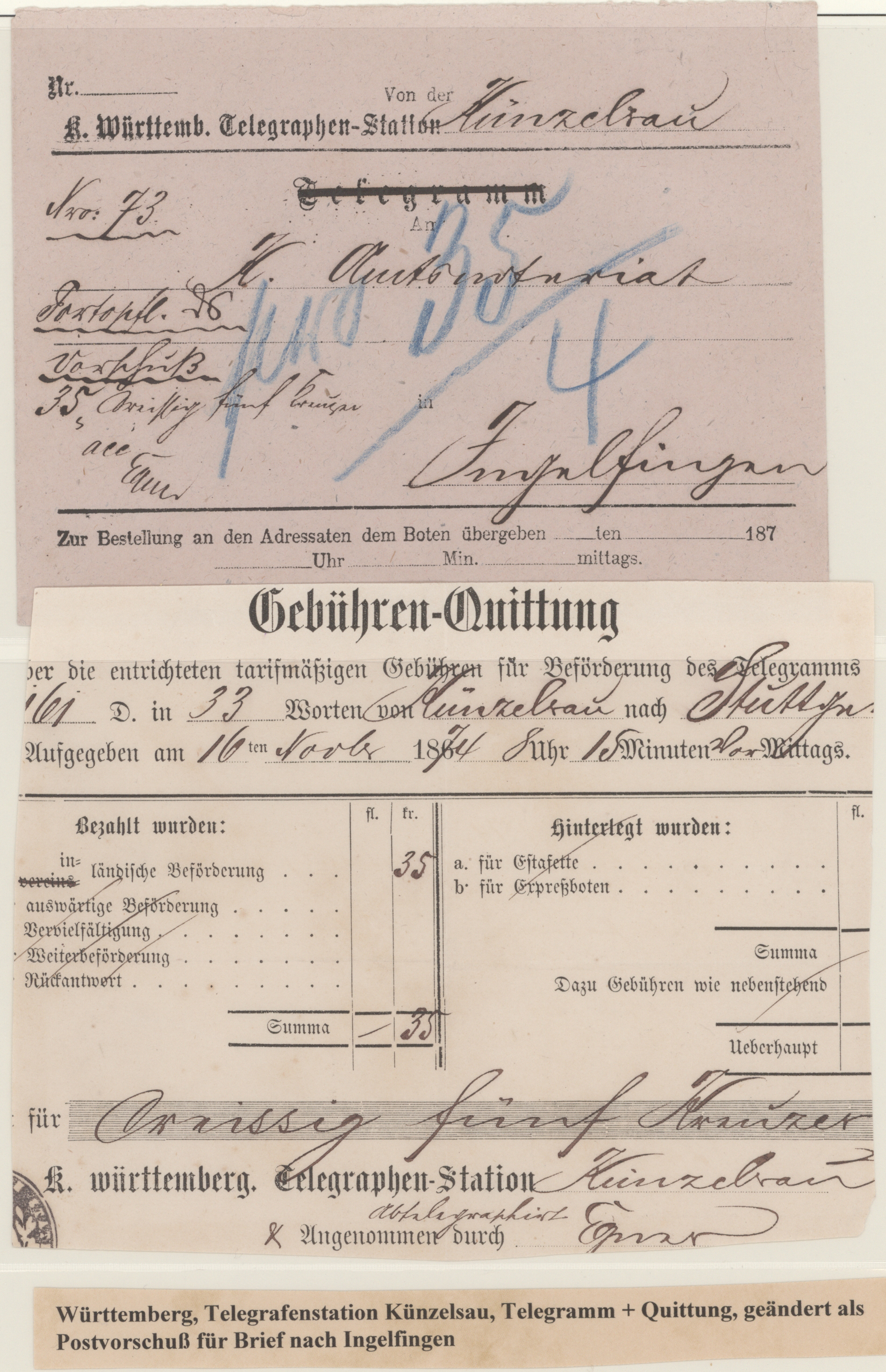 Lot 10901 - Württemberg - Telegrafenmarken  -  Auktionshaus Christoph Gärtner GmbH & Co. KG 54th AUCTION - Day 5
