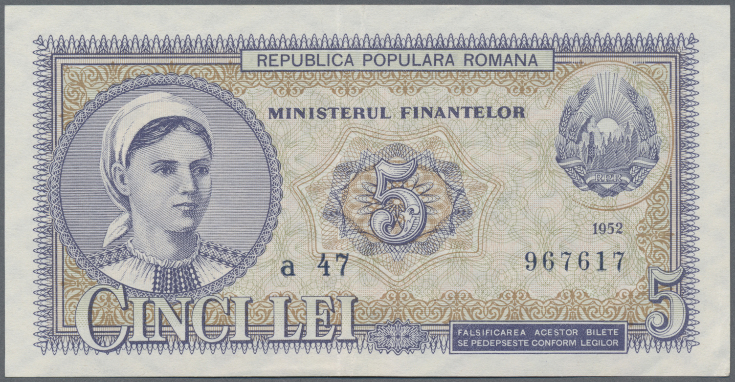 Romania 5 Lei 1952 Specimen