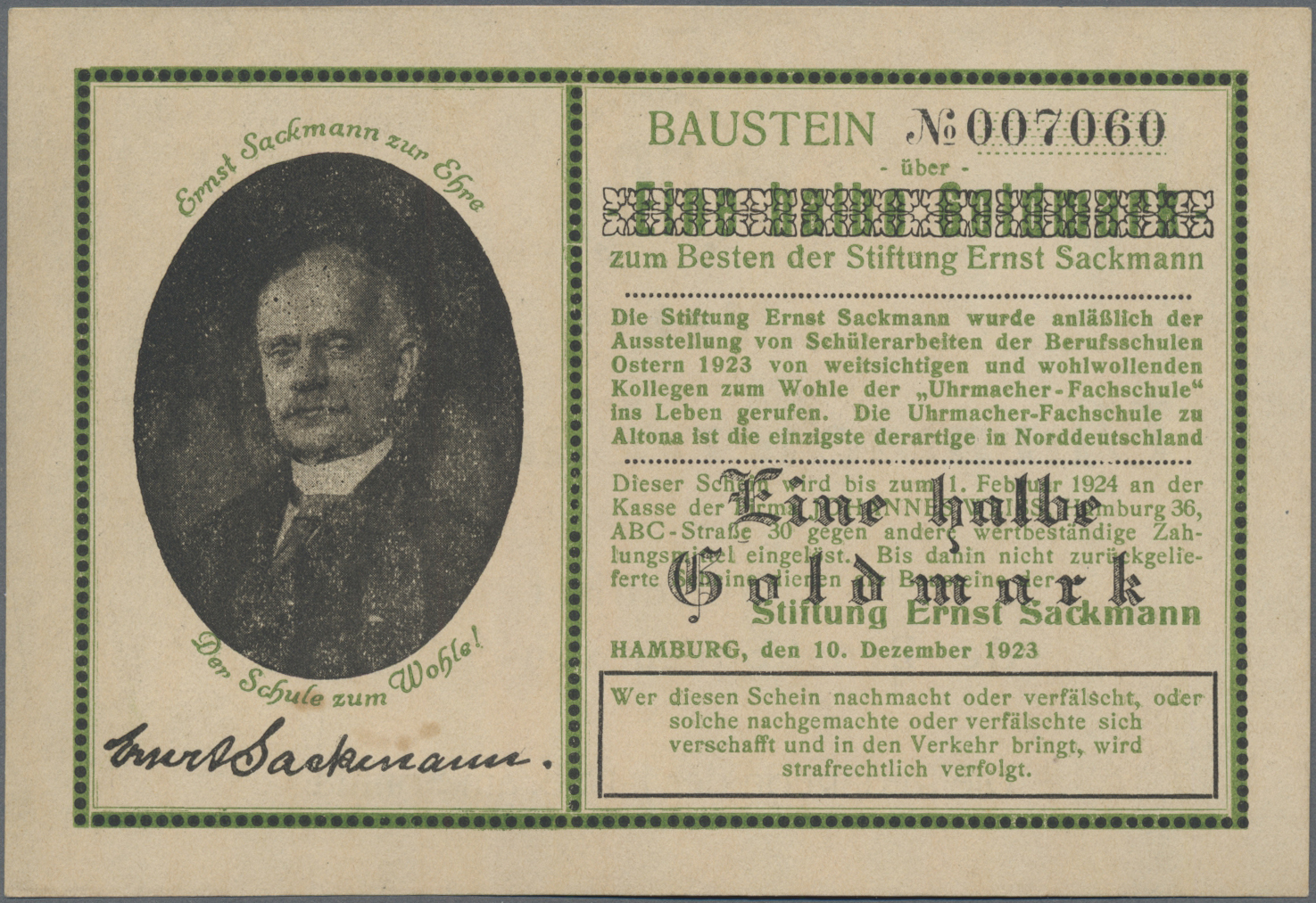 Lot 01835 - Deutschland - Notgeld - Hamburg | Banknoten - Auktionshaus Christoph Gärtner GmbH & Co. KG 58th AUCTION - Day 1 Lot 01835 - Deutschland - Notgeld - Hamburg | Banknoten - Auktionshaus Christoph Gärtner GmbH & Co. KG 58th AUCTION - Day 1