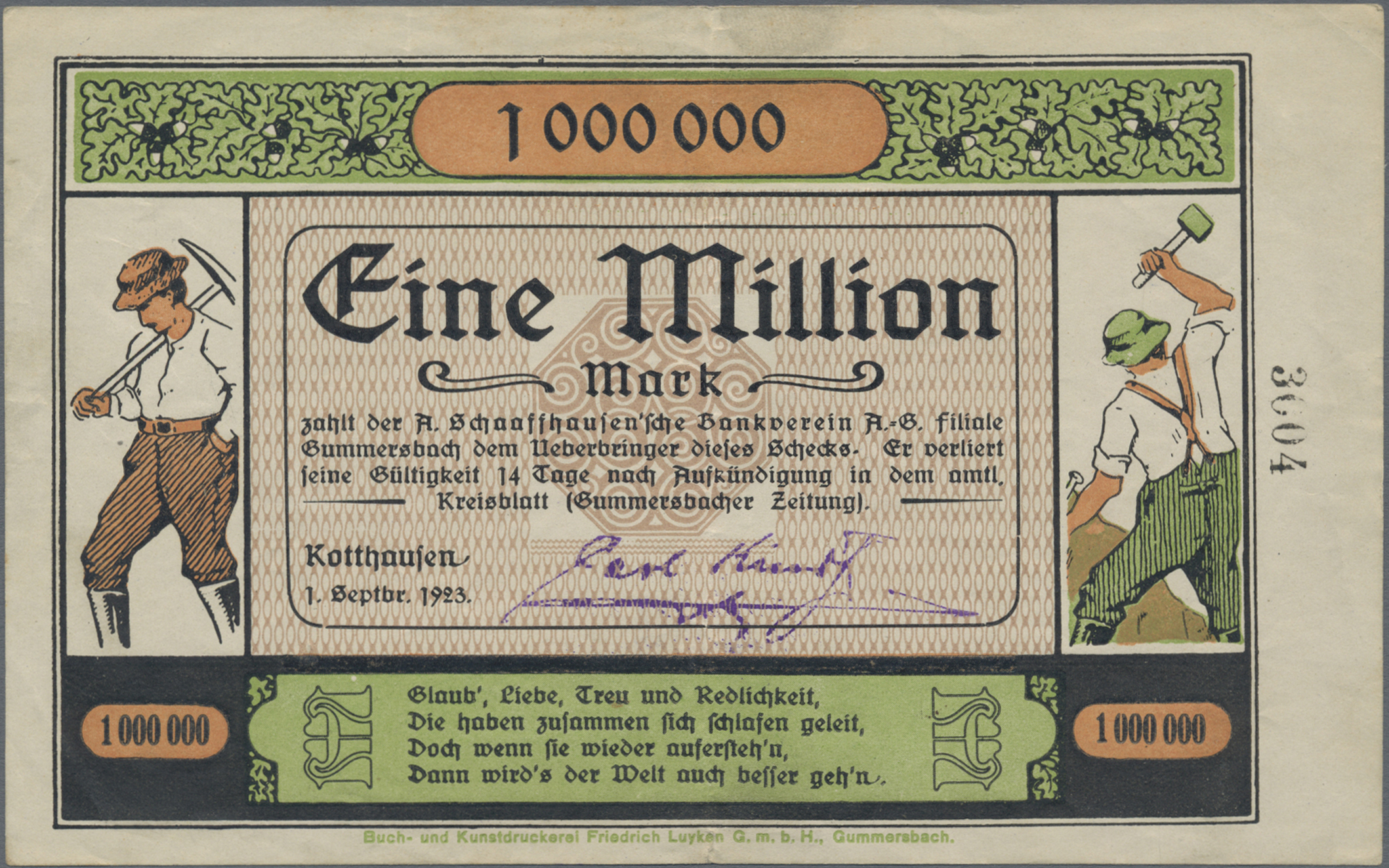 Lot 00756 - Deutschland - Notgeld - Rheinland | Banknoten  -  Auktionshaus Christoph Gärtner GmbH & Co. KG 56th AUCTION - Day 1