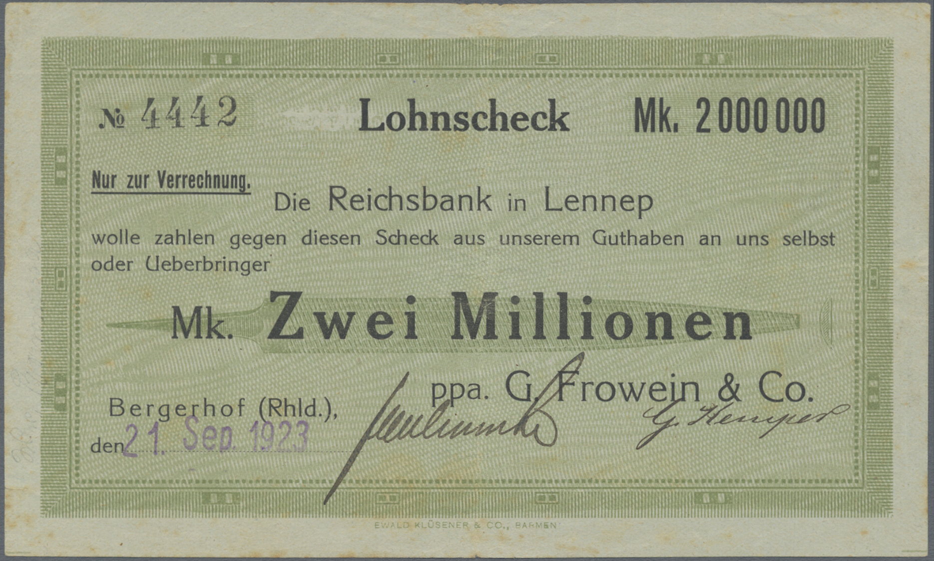 Lot 00740 - Deutschland - Notgeld - Rheinland | Banknoten  -  Auktionshaus Christoph Gärtner GmbH & Co. KG 56th AUCTION - Day 1