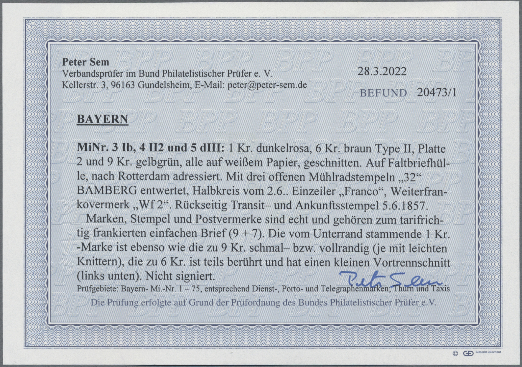 Lot 02736 - Bayern - Marken und Briefe  -  Auktionshaus Christoph Gärtner GmbH & Co. KG 53rd AUCTION - Day 3 Germany