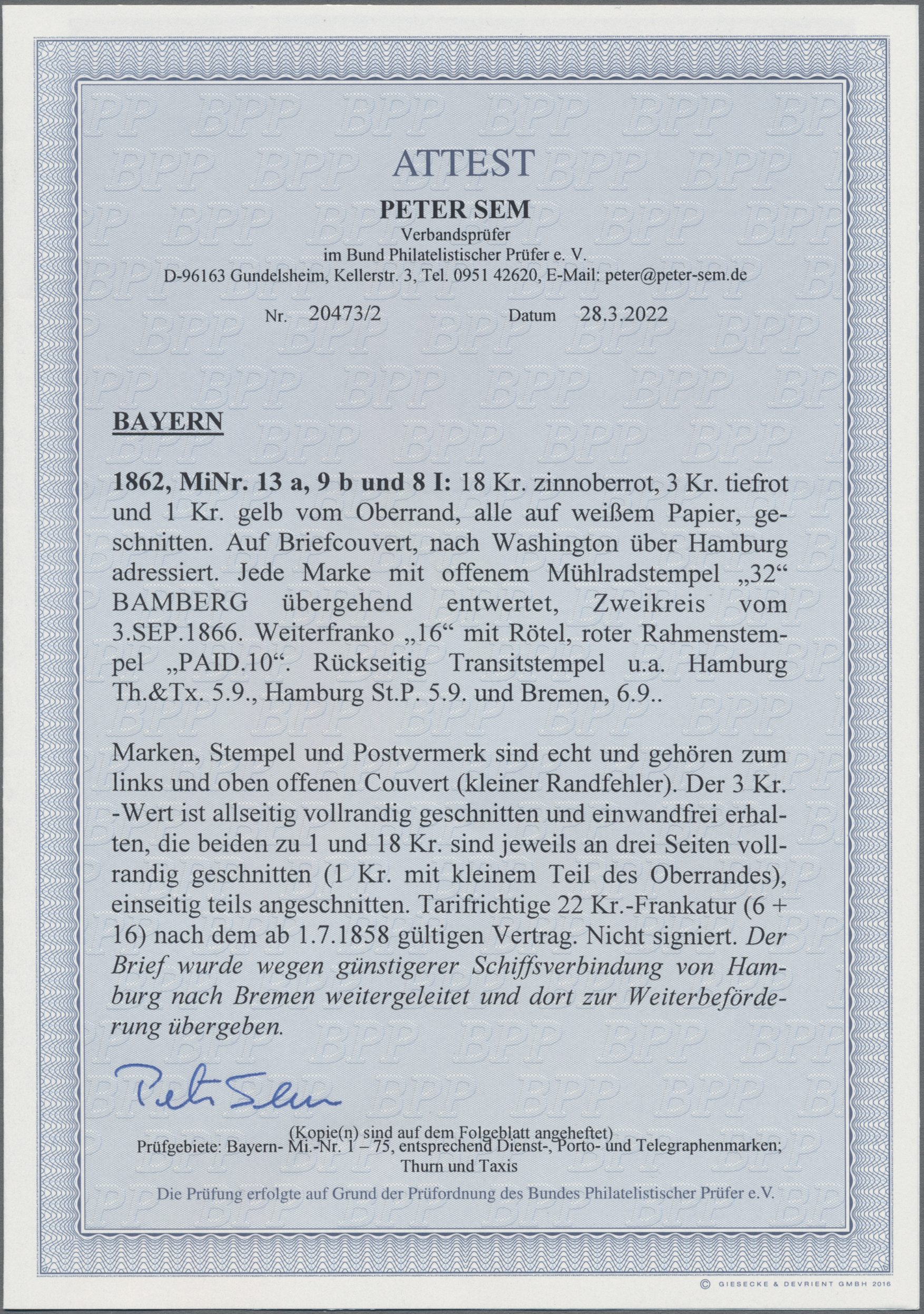 Lot 02747 - Bayern - Marken und Briefe  -  Auktionshaus Christoph Gärtner GmbH & Co. KG 53rd AUCTION - Day 3 Germany