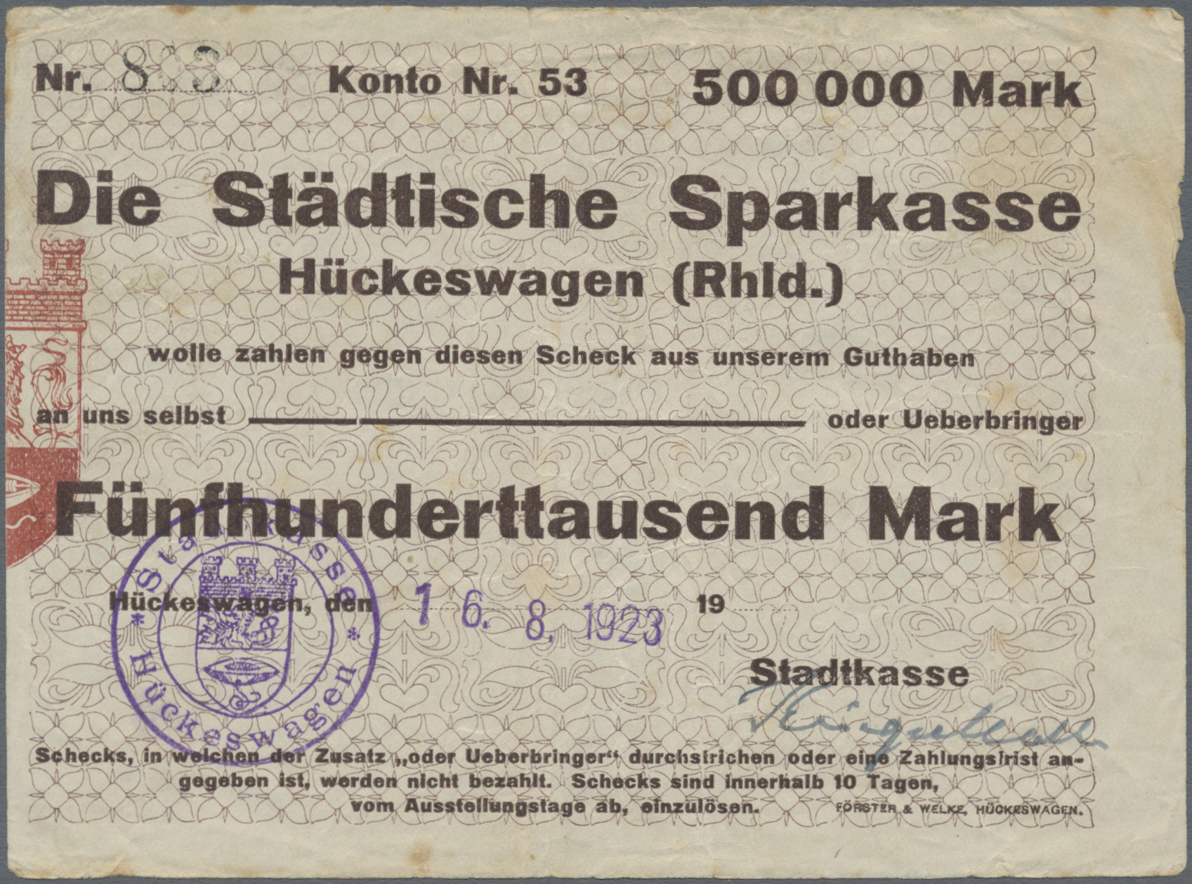 Lot 00750 - Deutschland - Notgeld - Rheinland | Banknoten  -  Auktionshaus Christoph Gärtner GmbH & Co. KG 56th AUCTION - Day 1