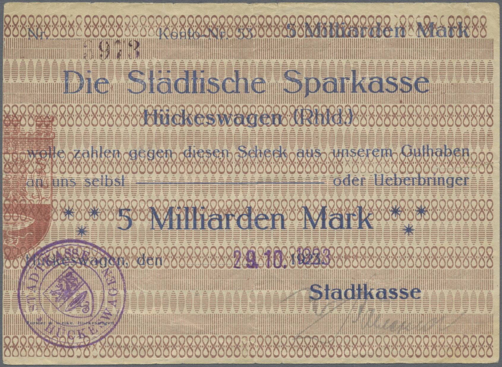Lot 00752 - Deutschland - Notgeld - Rheinland | Banknoten  -  Auktionshaus Christoph Gärtner GmbH & Co. KG 56th AUCTION - Day 1