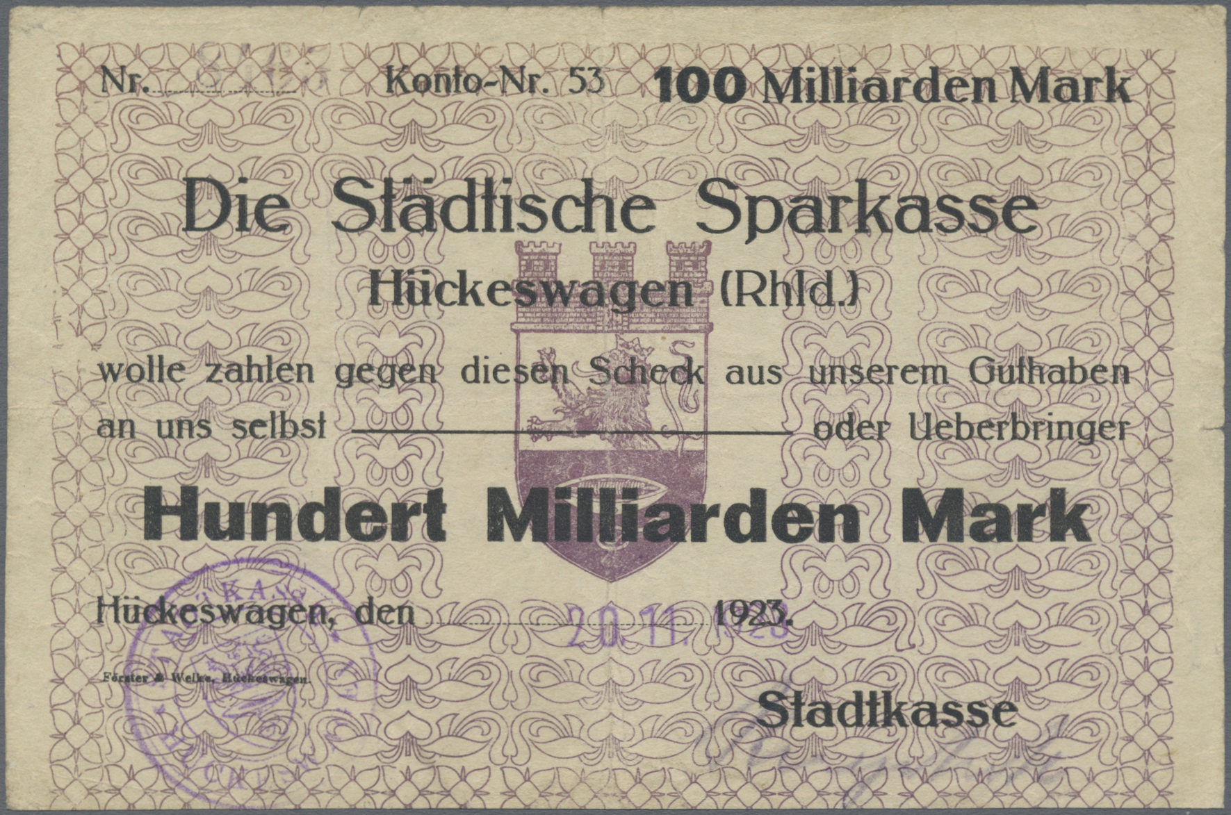 Lot 00754 - Deutschland - Notgeld - Rheinland | Banknoten  -  Auktionshaus Christoph Gärtner GmbH & Co. KG 56th AUCTION - Day 1