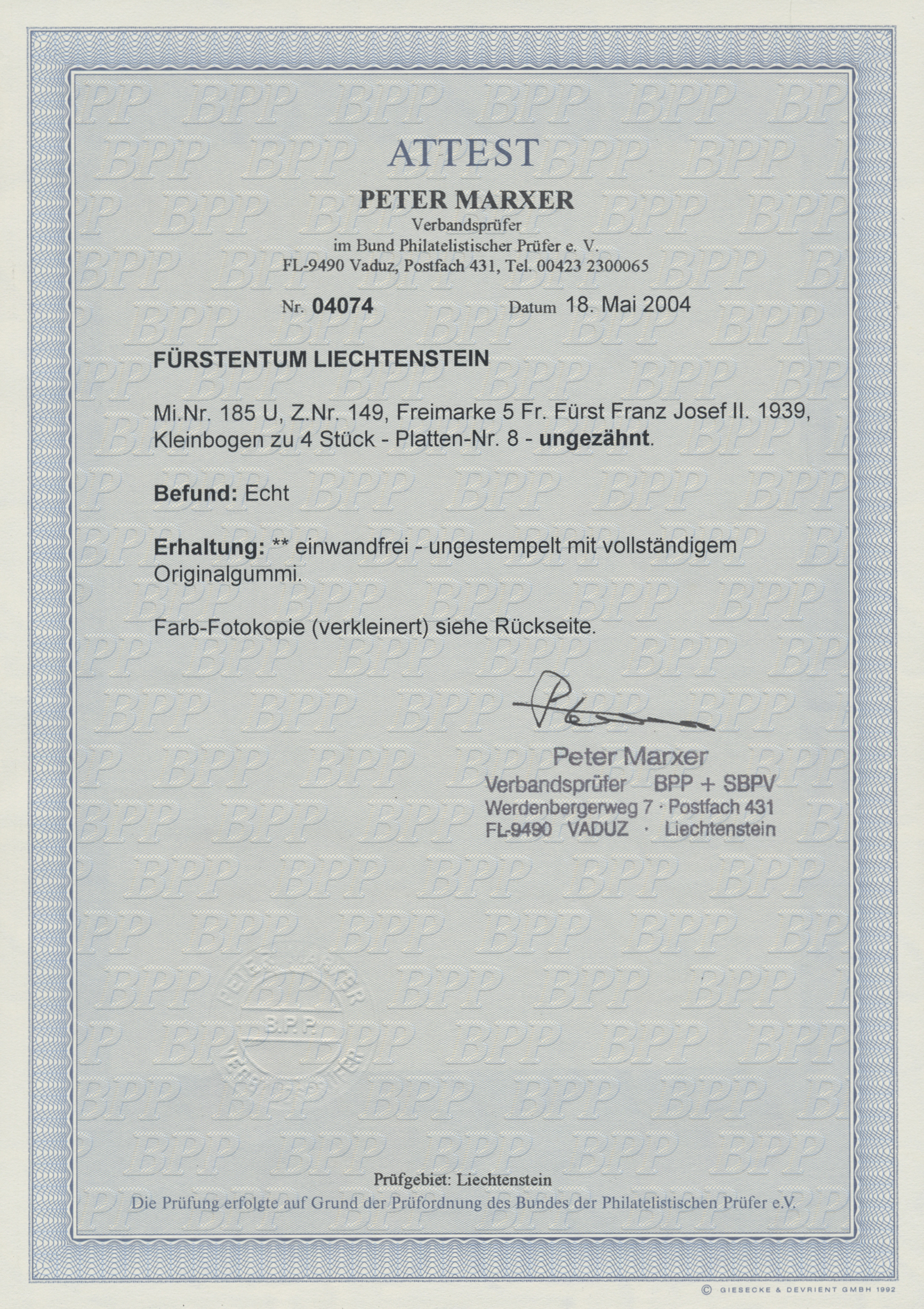 Lot 03936 - Liechtenstein  -  Auktionshaus Christoph Gärtner GmbH & Co. KG 56th AUCTION - Day 2
