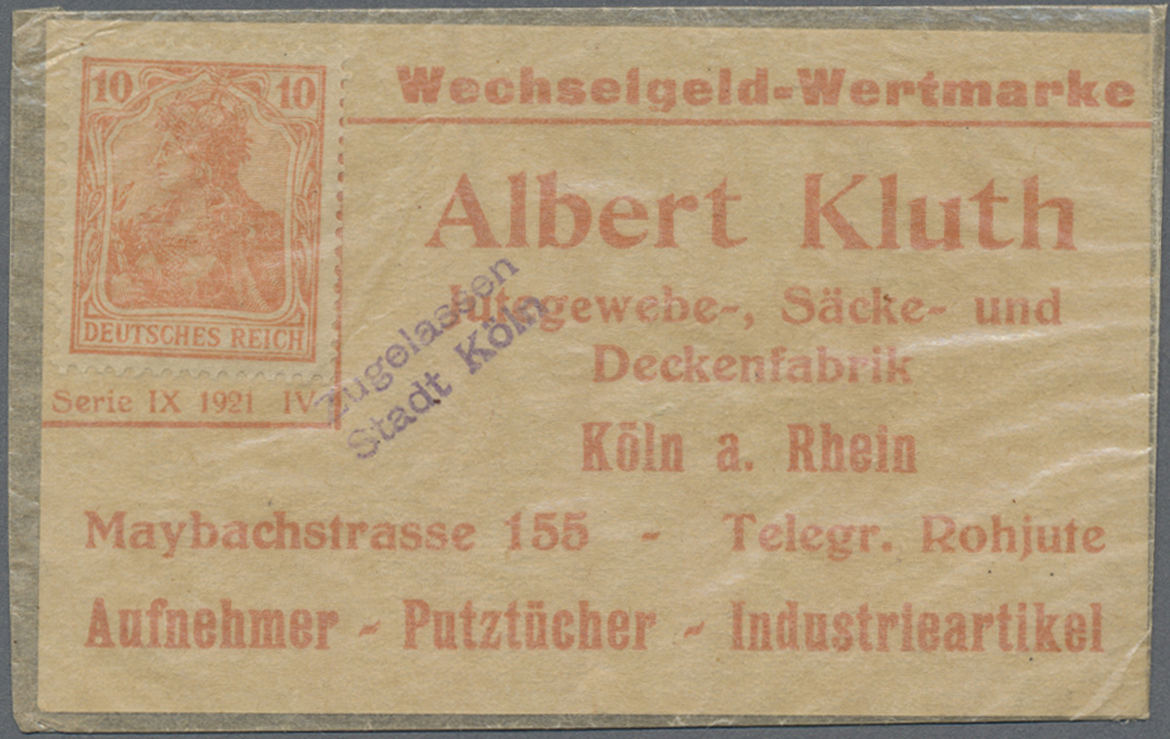 Lot 01808 - Deutschland - Briefmarkennotgeld | Banknoten  -  Auktionshaus Christoph Gärtner GmbH & Co. KG 58th AUCTION - Day 1