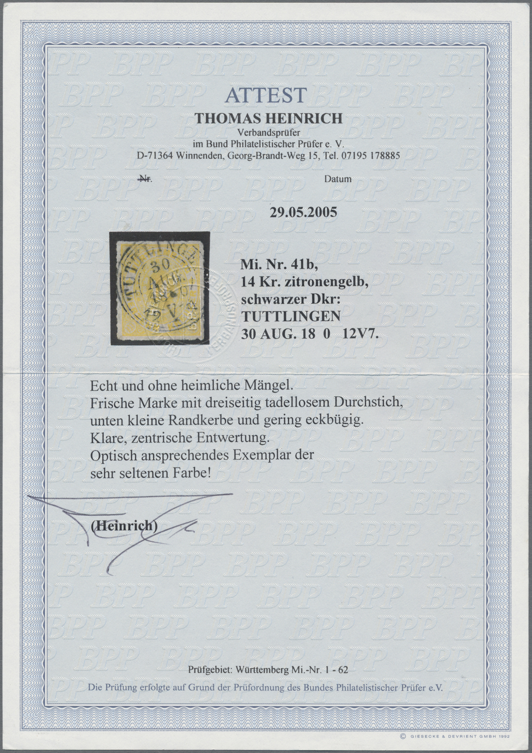Lot 04699 - Württemberg - Marken und Briefe  -  Auktionshaus Christoph Gärtner GmbH & Co. KG 56th AUCTION - Day 3