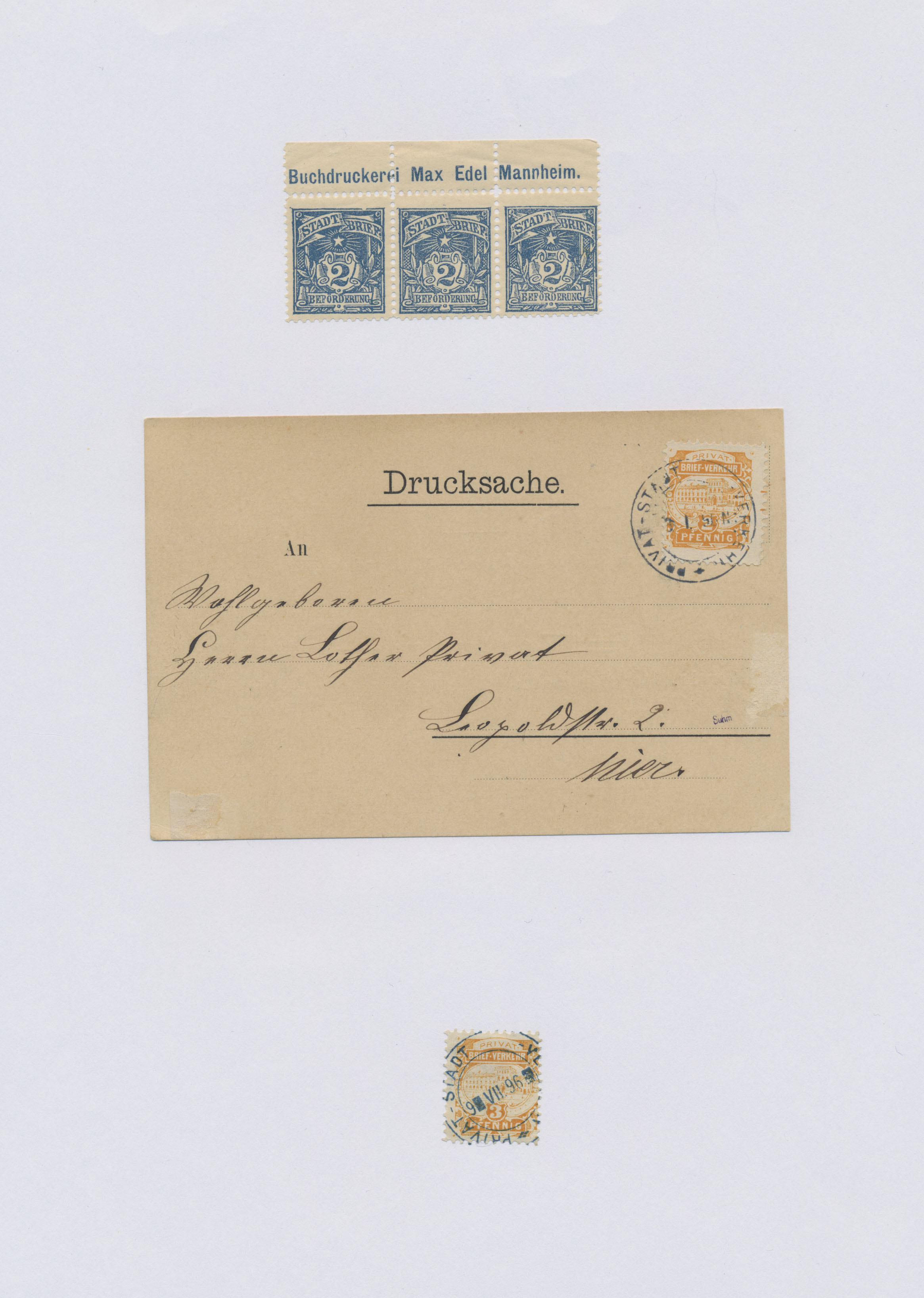 Lot 10793 - Deutsches Reich - Privatpost (Stadtpost) - Auktionshaus Christoph Gärtner GmbH & Co. KG 57th AUCTION - Day 5 Lot 10793 - Deutsches Reich - Privatpost (Stadtpost) - Auktionshaus Christoph Gärtner GmbH & Co. KG 57th AUCTION - Day 5