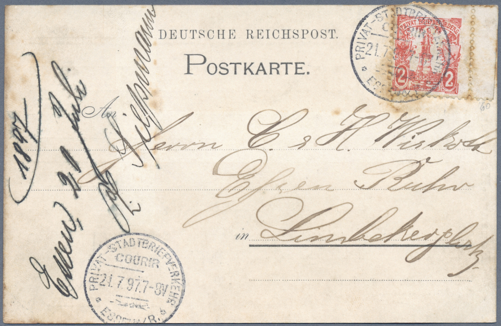 Lot 05362 - Deutsches Reich - Privatpost (Stadtpost) - Auktionshaus Christoph Gärtner GmbH & Co. KG 57th AUCTION - Day 3 Lot 05362 - Deutsches Reich - Privatpost (Stadtpost) - Auktionshaus Christoph Gärtner GmbH & Co. KG 57th AUCTION - Day 3