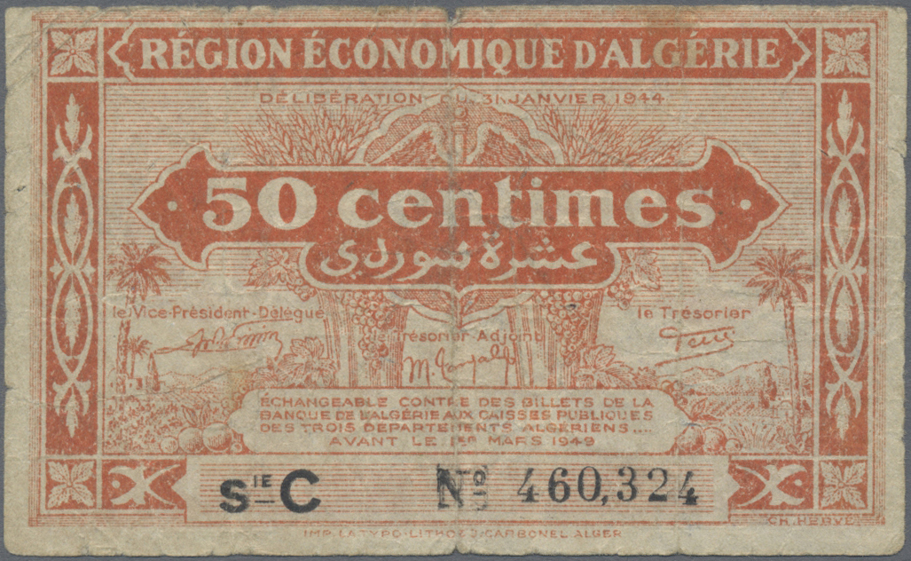 Lot 00019 - Algeria / Algerien | Banknoten  -  Auktionshaus Christoph Gärtner GmbH & Co. KG 55th AUCTION - Day 1