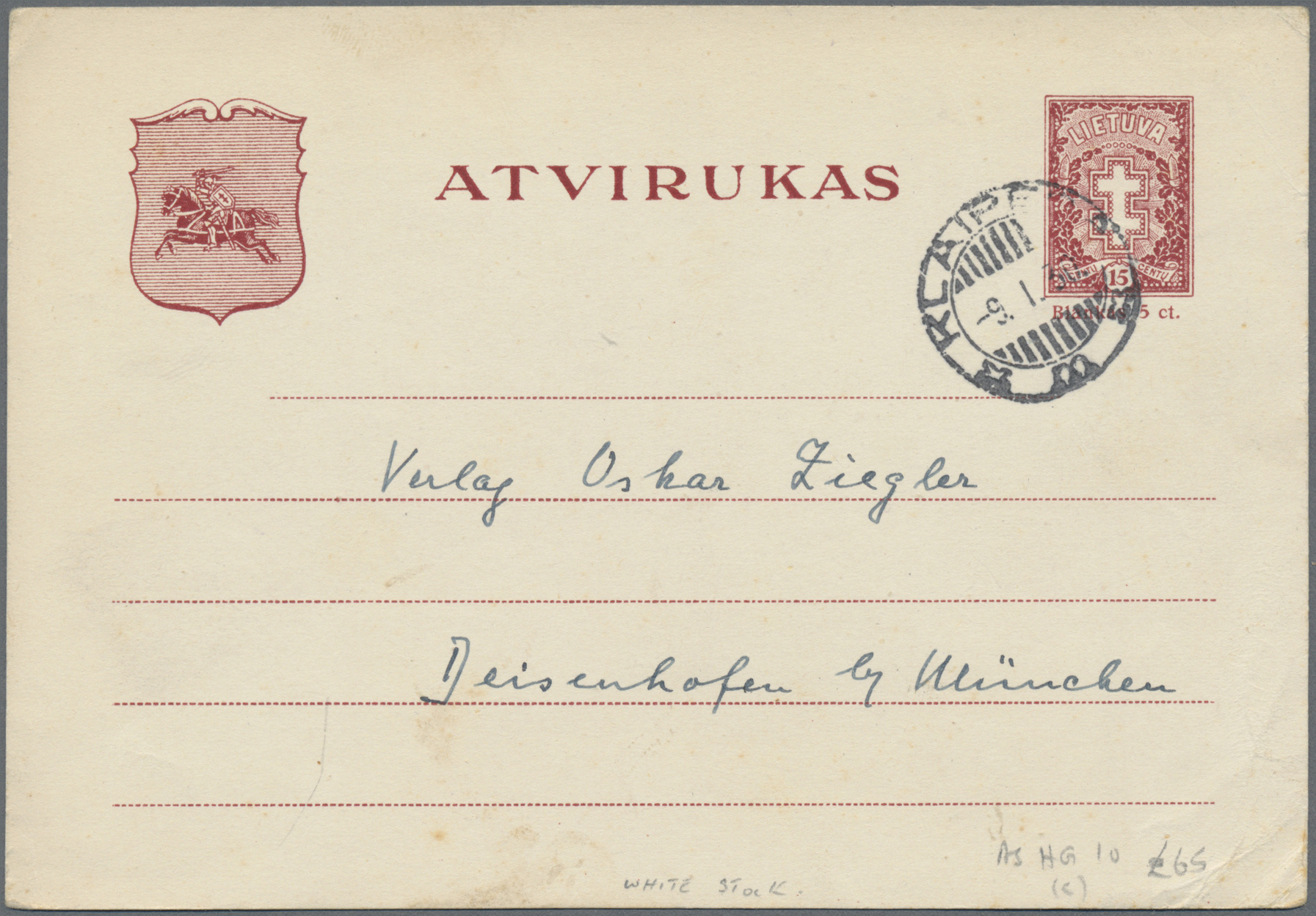 Lot 08774 - Litauen - Ganzsachen - Auktionshaus Christoph Gärtner GmbH & Co. KG 57th AUCTION - Day 4 Lot 08774 - Litauen - Ganzsachen - Auktionshaus Christoph Gärtner GmbH & Co. KG 57th AUCTION - Day 4