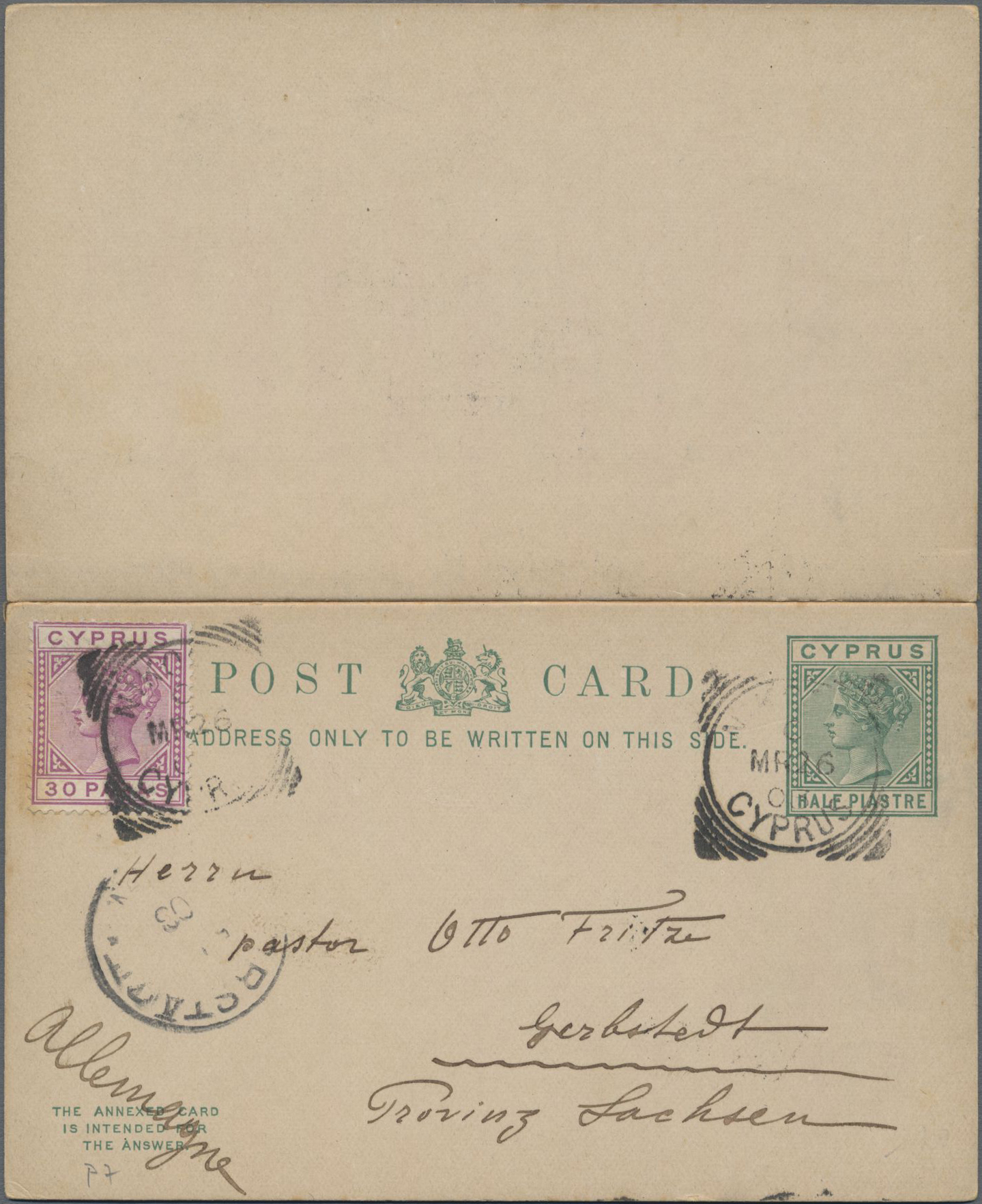 Lot 02638 - Zypern - Ganzsachen - Auktionshaus Christoph Gärtner GmbH & Co. KG 53rd AUCTION - Day 2 Overseas, Europe Lot 02638 - Zypern - Ganzsachen - Auktionshaus Christoph Gärtner GmbH & Co. KG 53rd AUCTION - Day 2 Overseas, Europe