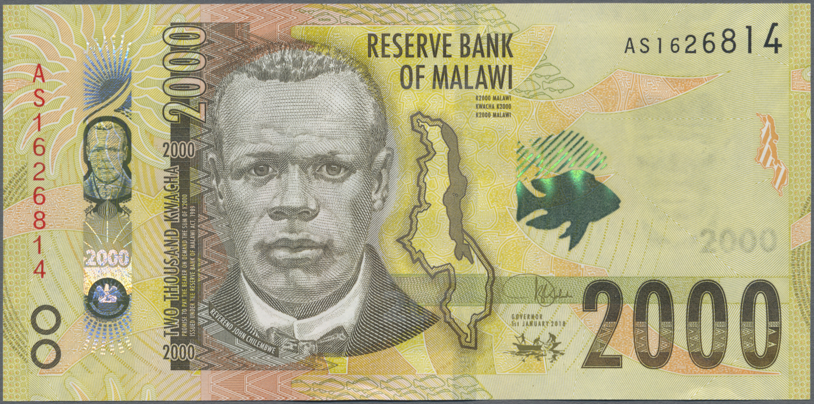 ENGLAND PRINTER: DE LA RUE P64c MALAWI UNC BEAUTIFUL BANKNOTE: 50 KWACHA 2016 