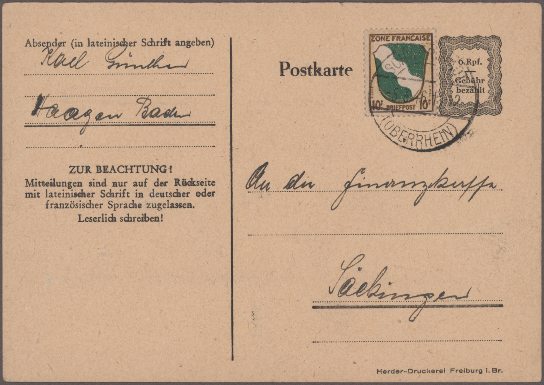 Lot 11712 - Französische Zone - Allgemeine Ausgabe  -  Auktionshaus Christoph Gärtner GmbH & Co. KG 57th AUCTION - Day 5