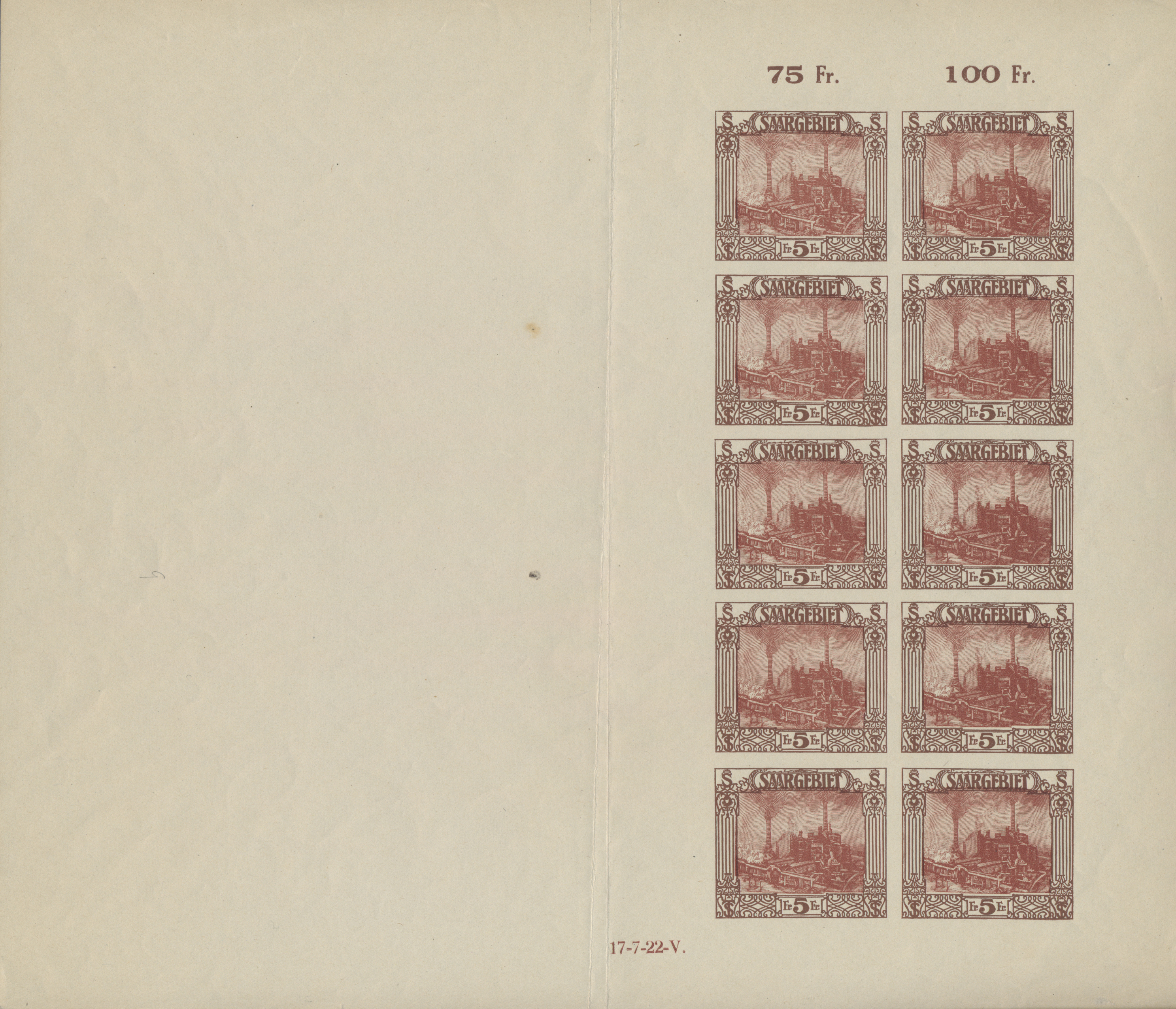 Lot 1443 - Deutsche Abstimmungsgebiete: Saargebiet - Besonderheiten  -  Auktionshaus Edgar Mohrmann & Co. Internat. Briefmarken-Auktionen GmhH Auction #211  