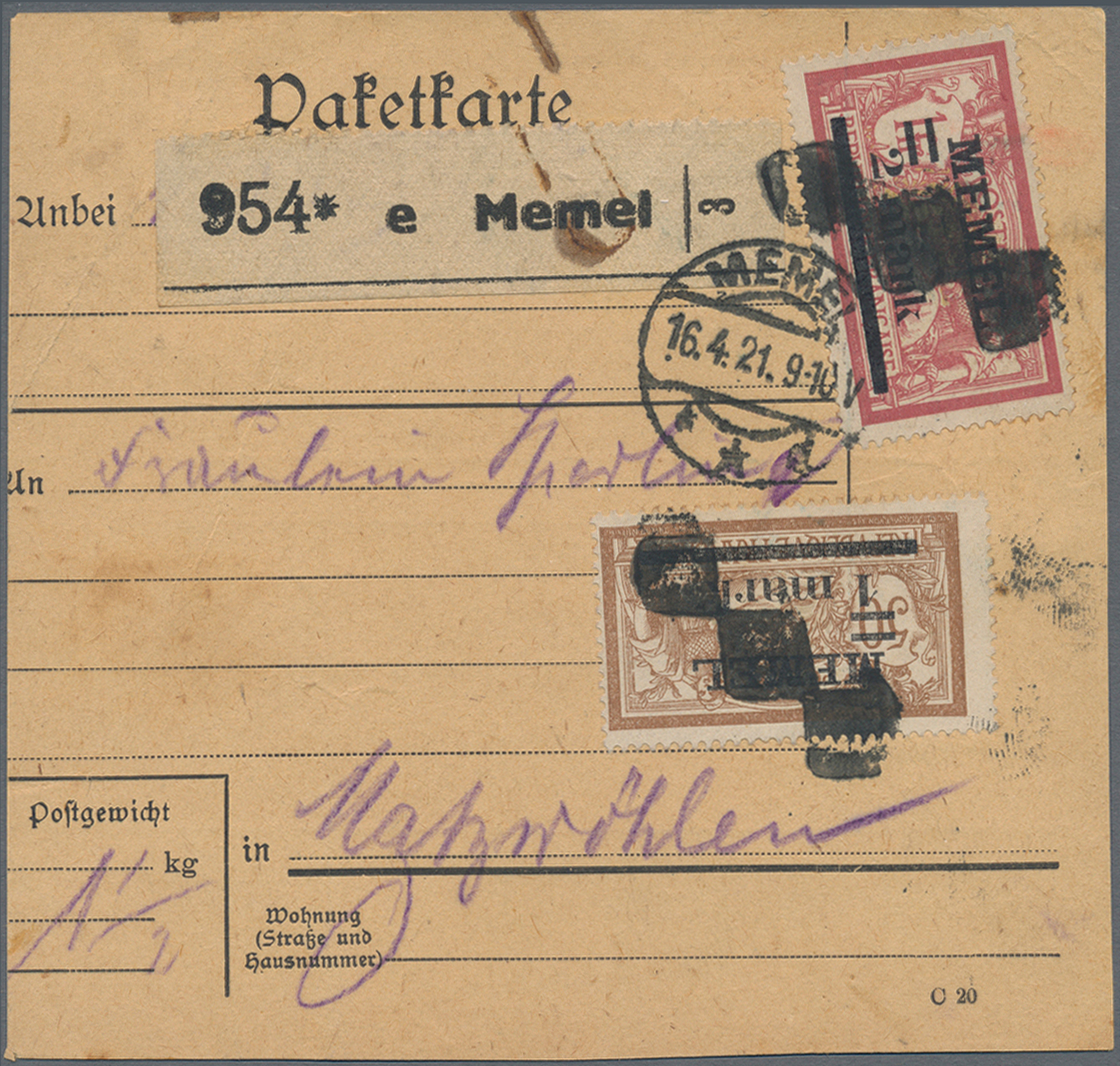 Lot 14564 - Memel - Auktionshaus Christoph Gärtner GmbH & Co. KG 58th AUCTION - Day 5 Lot 14564 - Memel - Auktionshaus Christoph Gärtner GmbH & Co. KG 58th AUCTION - Day 5
