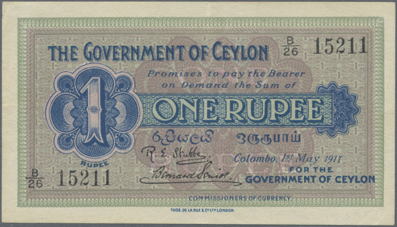 Lot 00276 - Ceylon | Banknoten  -  Auktionshaus Christoph Gärtner GmbH & Co. KG 56th AUCTION - Day 1
