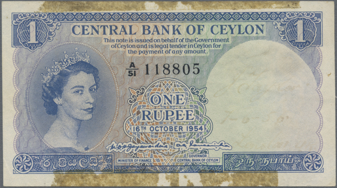 Lot 00280 - Ceylon | Banknoten  -  Auktionshaus Christoph Gärtner GmbH & Co. KG 56th AUCTION - Day 1