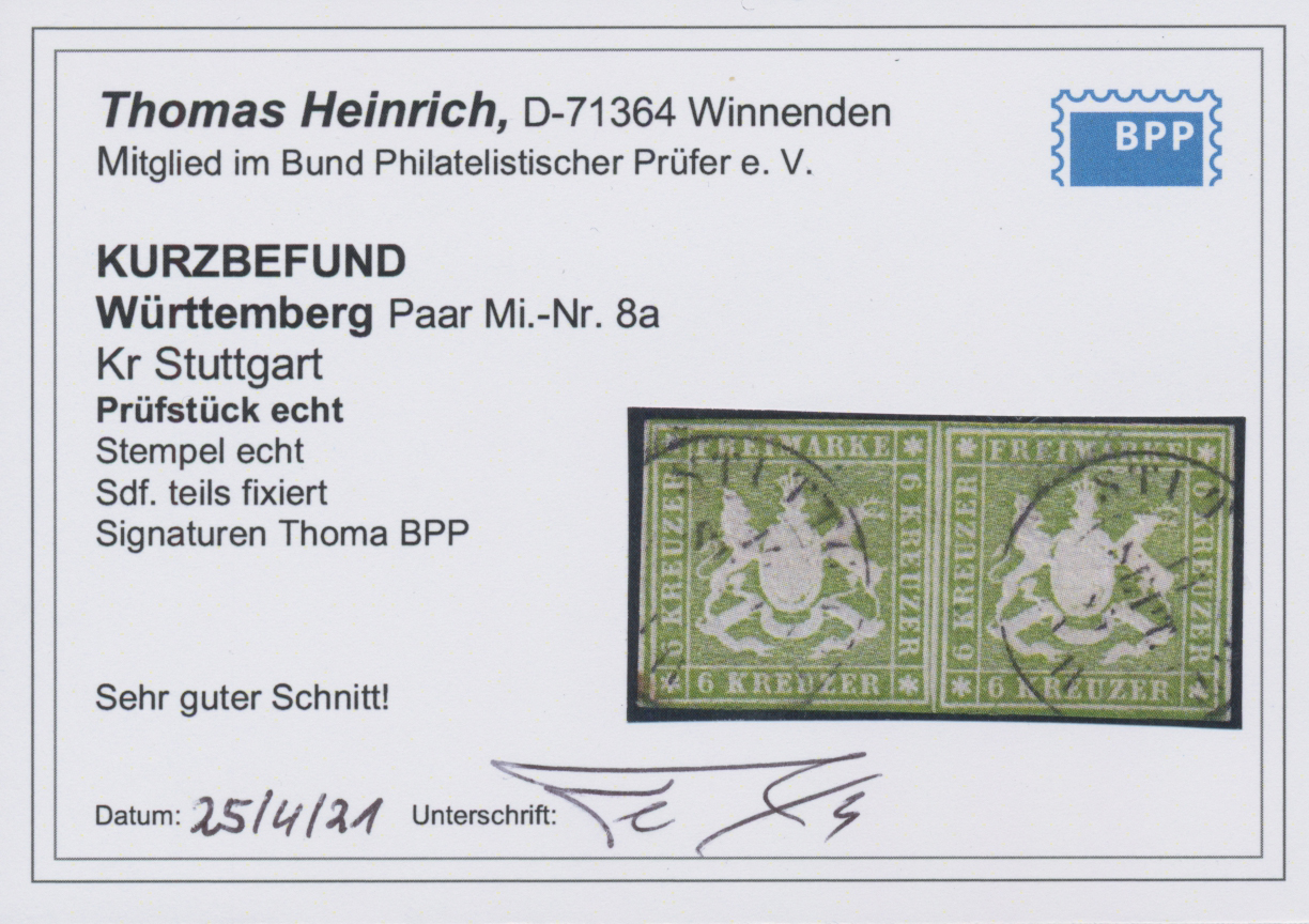 Lot 05231 - Württemberg - Marken und Briefe  -  Auktionshaus Christoph Gärtner GmbH & Co. KG 55th AUCTION - Day 3