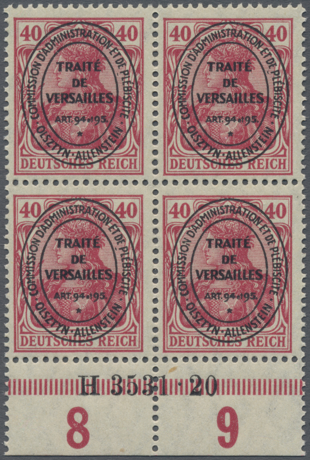 Lot 05842 - Deutsche Abstimmungsgebiete: Allenstein  -  Auktionshaus Christoph Gärtner GmbH & Co. KG 57th AUCTION - Day 3