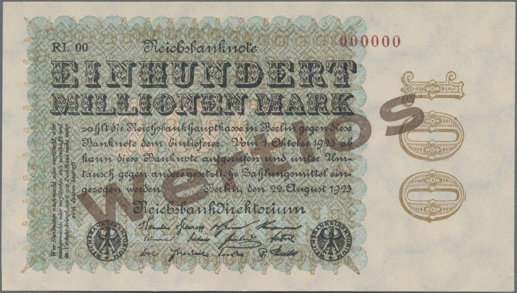 Lot 01712 - Deutschland - Deutsches Reich bis 1945 | Banknoten - Auktionshaus Christoph Gärtner GmbH & Co. KG 58th AUCTION - Day 1 Lot 01712 - Deutschland - Deutsches Reich bis 1945 | Banknoten - Auktionshaus Christoph Gärtner GmbH & Co. KG 58th AUCTION - Day 1