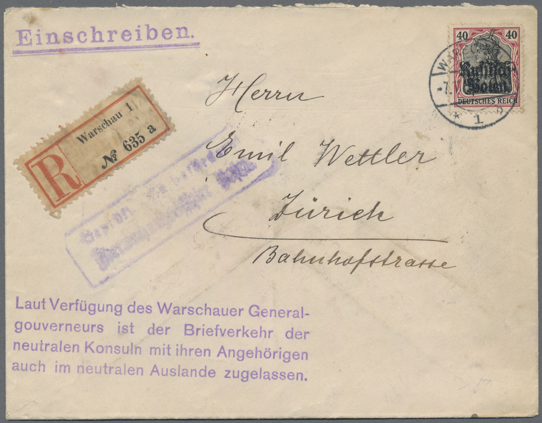 Stamp Auction Deutsche Besetzung I. WK Deutsche Post in Polen 52nd