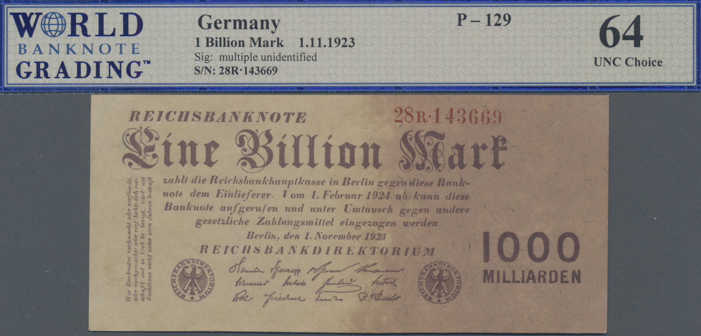 Lot 01728 - Deutschland - Deutsches Reich bis 1945 | Banknoten - Auktionshaus Christoph Gärtner GmbH & Co. KG 58th AUCTION - Day 1 Lot 01728 - Deutschland - Deutsches Reich bis 1945 | Banknoten - Auktionshaus Christoph Gärtner GmbH & Co. KG 58th AUCTION - Day 1
