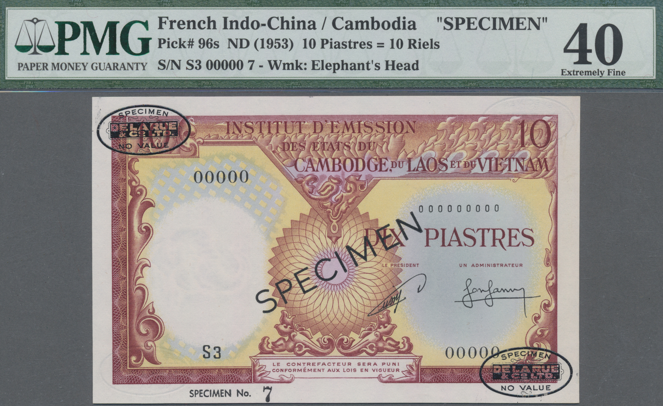 Lot 00128 - French Indochina / Französisch Indochina | Banknoten  -  Auktionshaus Christoph Gärtner GmbH & Co. KG 54th AUCTION - Day 1 Coins & Banknotes